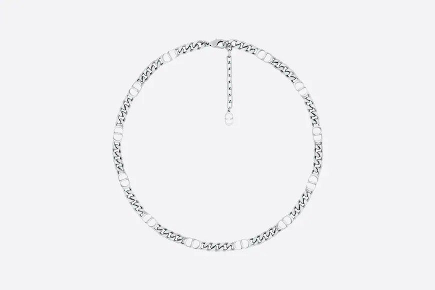 DIOR CD DIAMOND THIN CHAIN LINK NECKLACE/ターコイズ/メンズ CD Icon Thin Chain Link Necklace Silver | DIOR