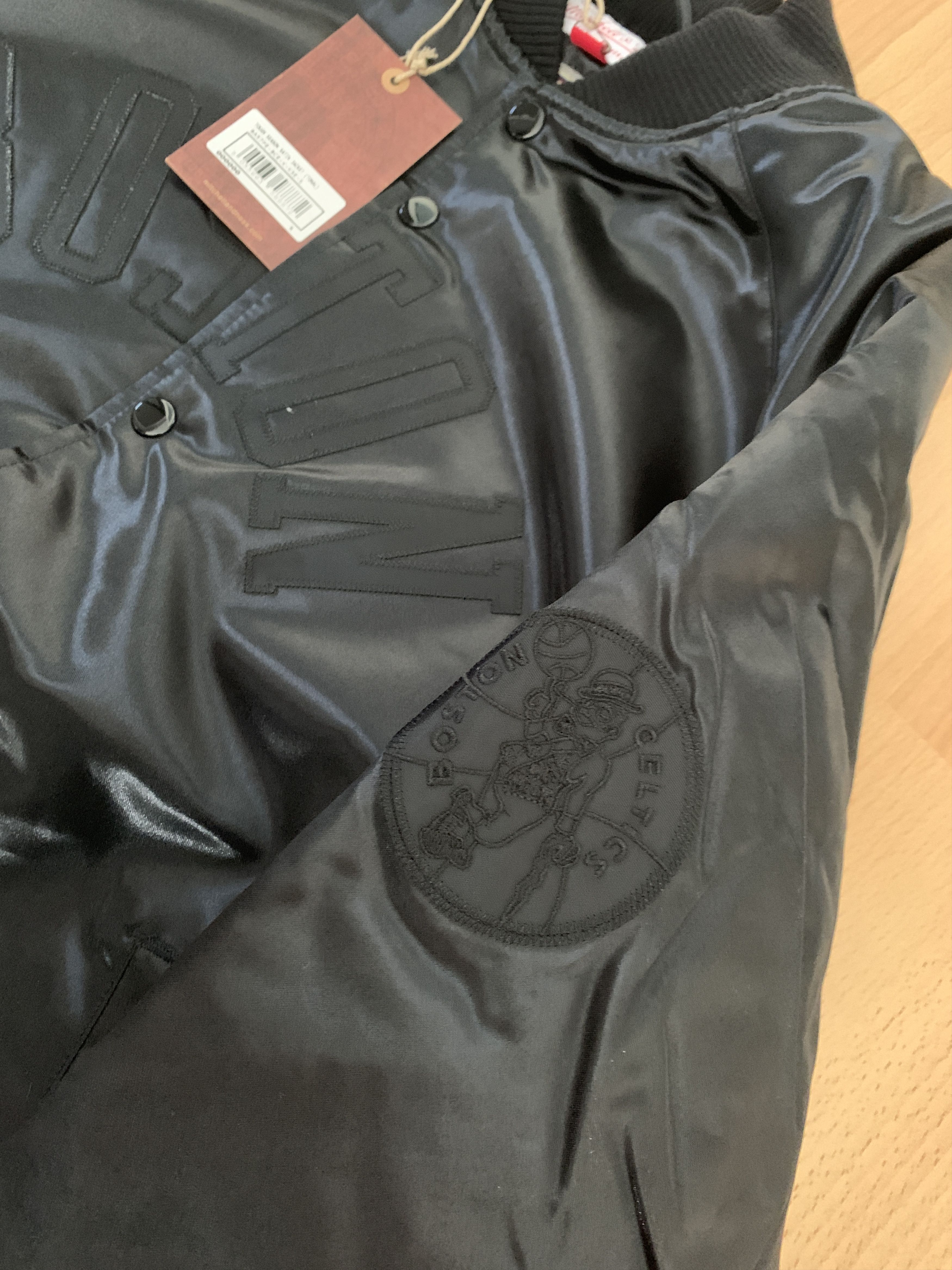 satin jacket NBA boston celtics triple black