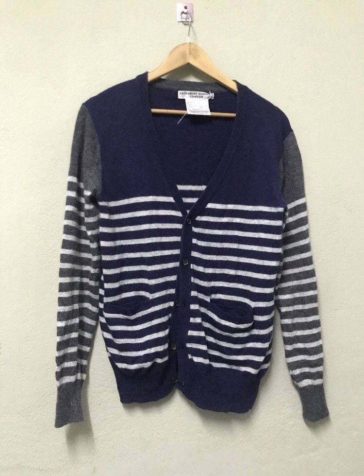 Designer Vintage Katharine Hamnett striped knit Wools Cardigan Size US M / EU 48-50 / 2 - 1 Thumbnail