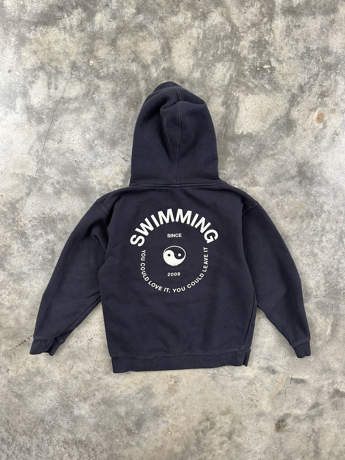 image of Mac Miller Navy Ying Yang Logo Hoodie Sz. Small Swimming, Men's