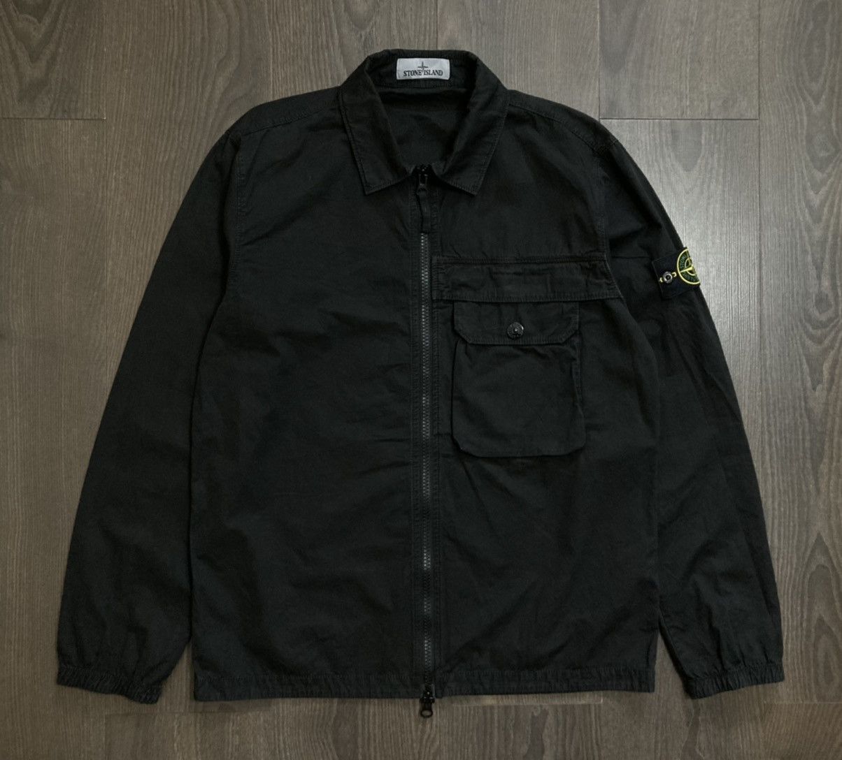 image of Stone Island Garment Dyed Badge Zip Jacket Fw20/21 New in Black, Men's (Size Large)