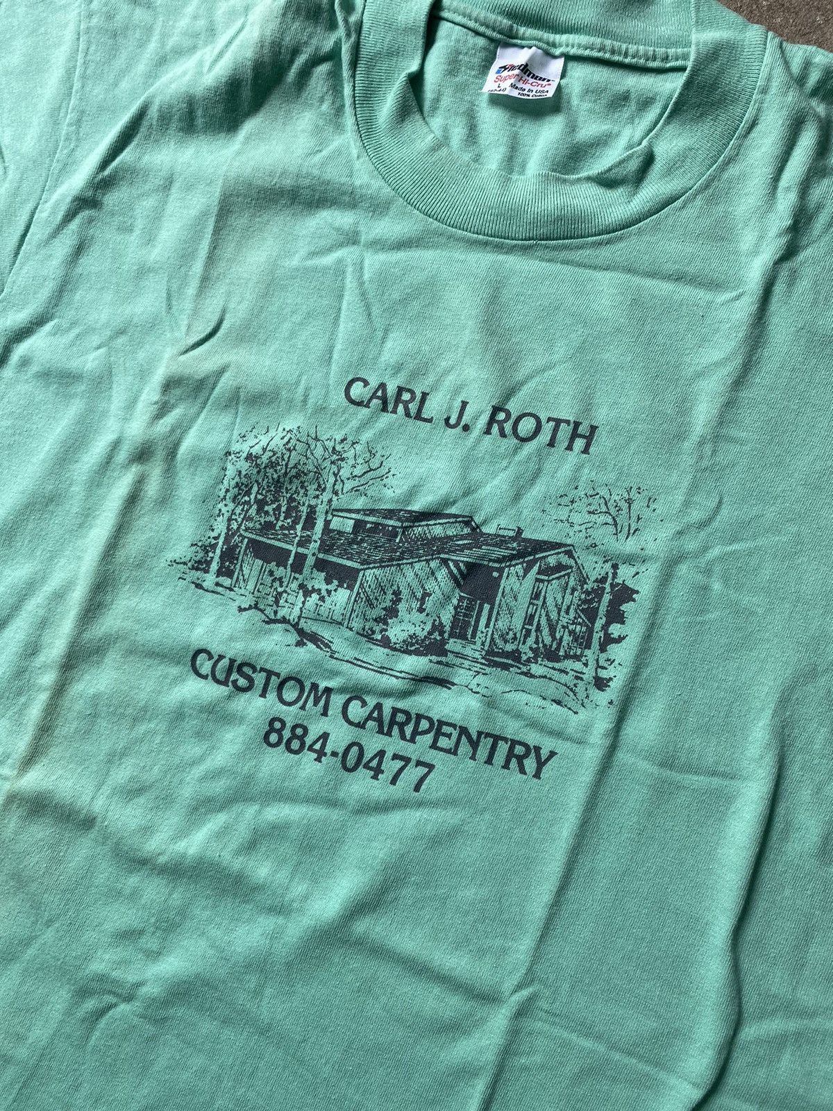 Vintage Vintage 1980s Carpentry Tee single stitch Size US L / EU 52-54 / 3 - 1 Thumbnail