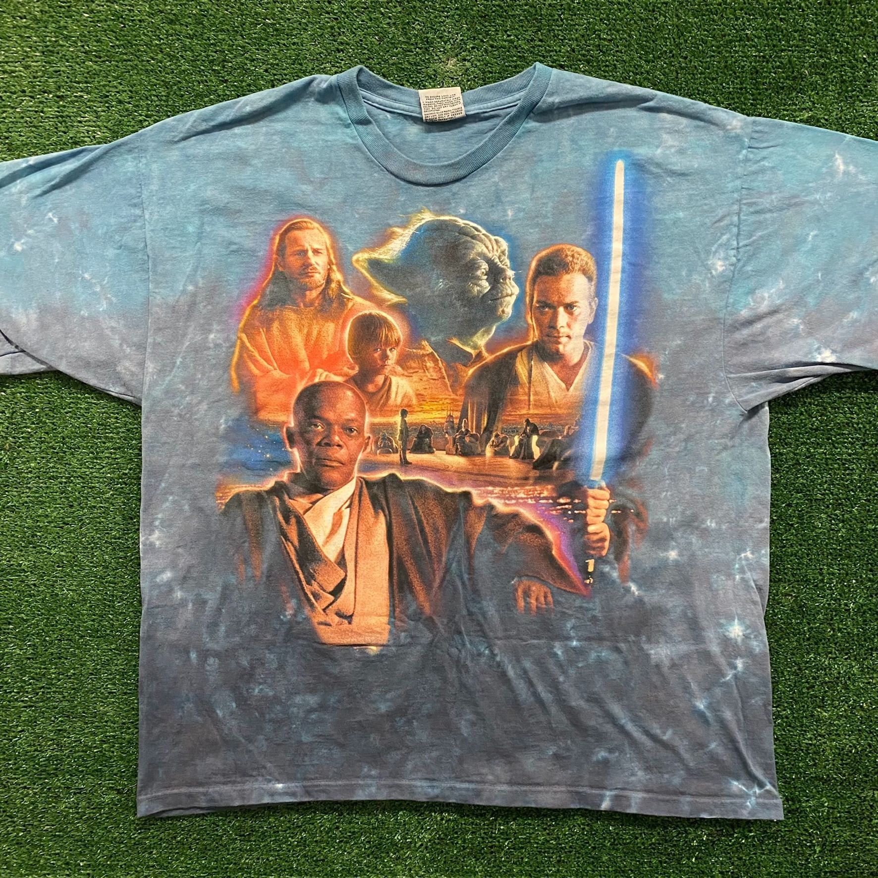 image of Crazy Vintage 90's Liquid Blue Star Wars Movie T-Shirt, Men's (Size XL)