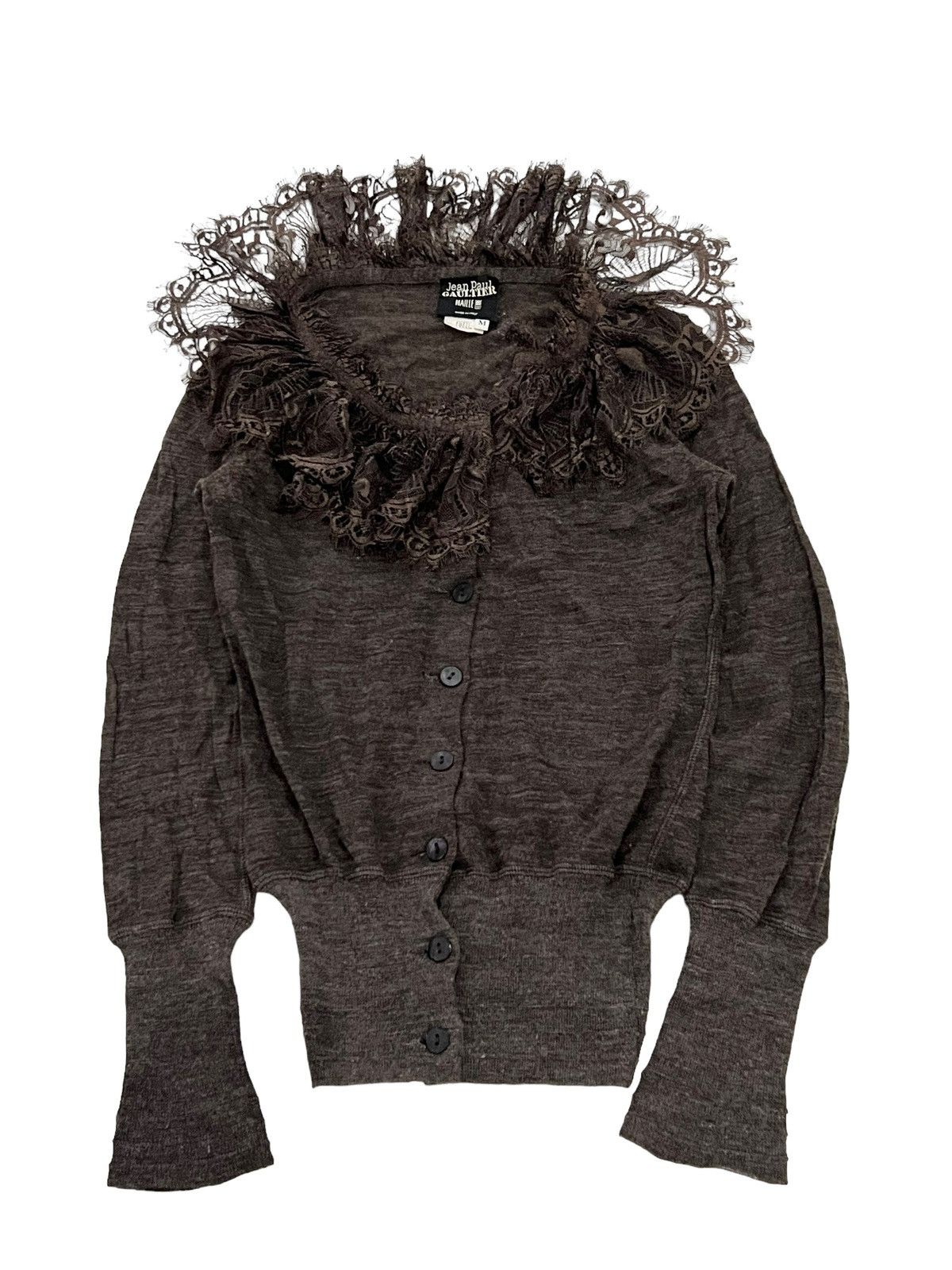 image of Archival Clothing x Jean Paul Gaultier 90's Jean Paul Gaultier Knit Cardigan Fringes Laces Collar i