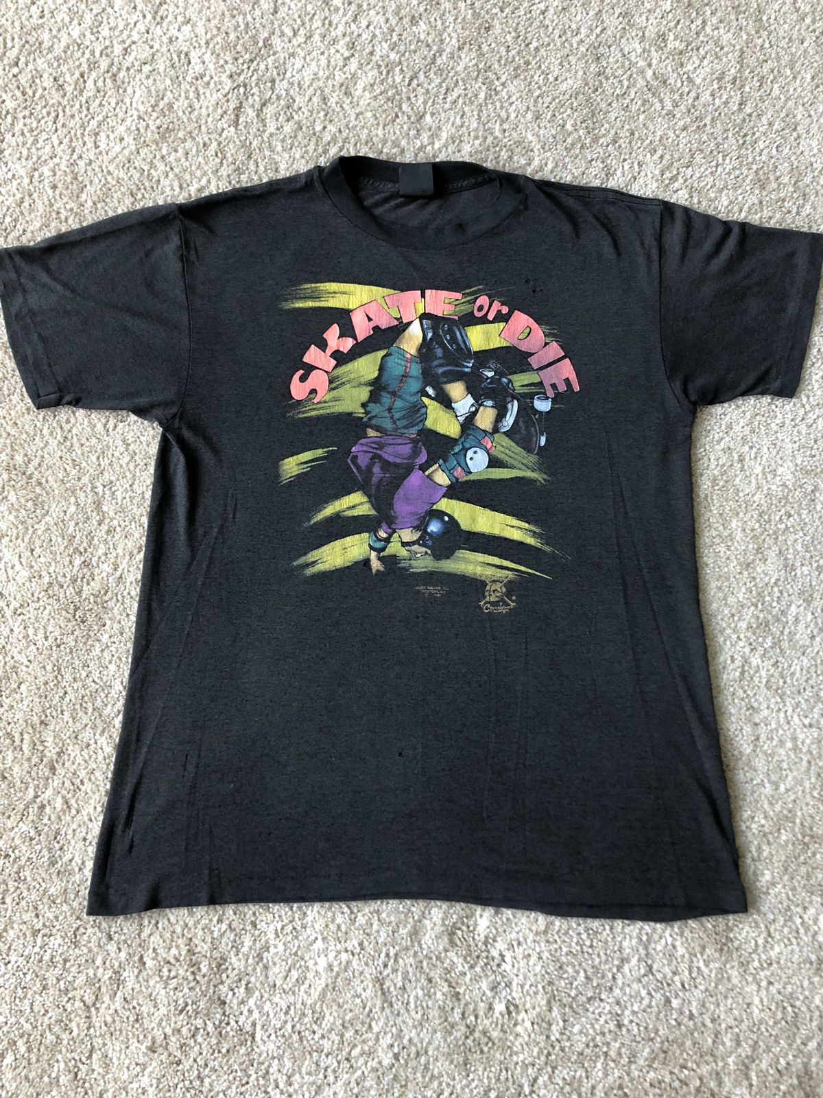 Vintage RARE 3D Emblem 1990 Skate or Die Black T-Shirt Size US L / EU 52-54 / 3 - 1 Thumbnail