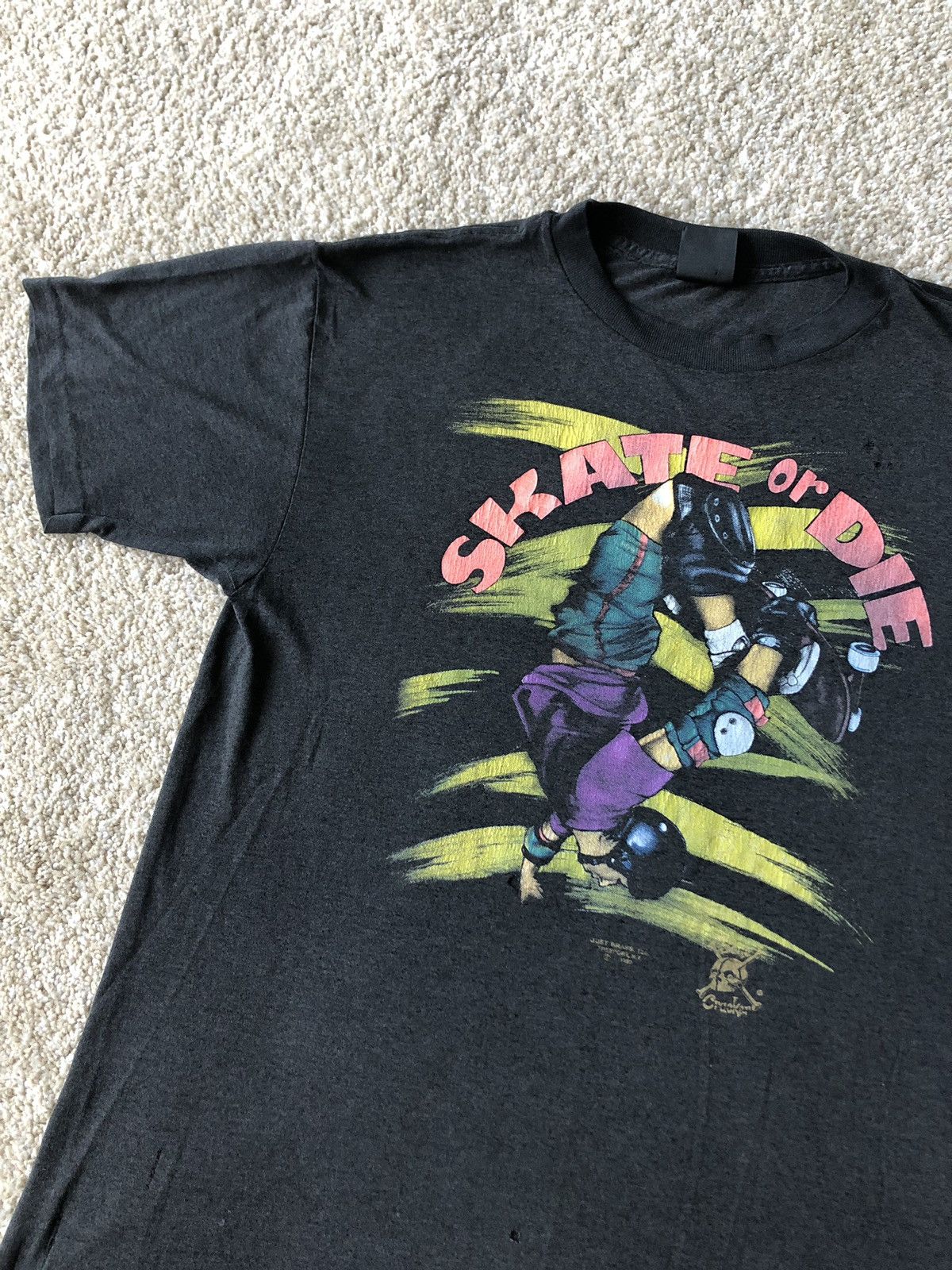 Vintage RARE 3D Emblem 1990 Skate or Die Black T-Shirt Size US L / EU 52-54 / 3 - 4 Thumbnail