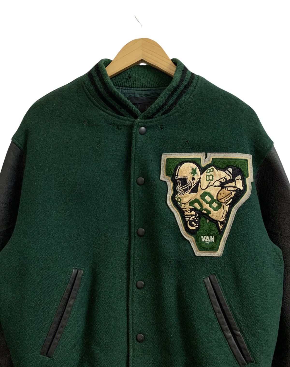 Japanese Brand Vtg Van Jac NFL Wool Leather Varsity Jacket Size US M / EU 48-50 / 2 - 2 Thumbnail
