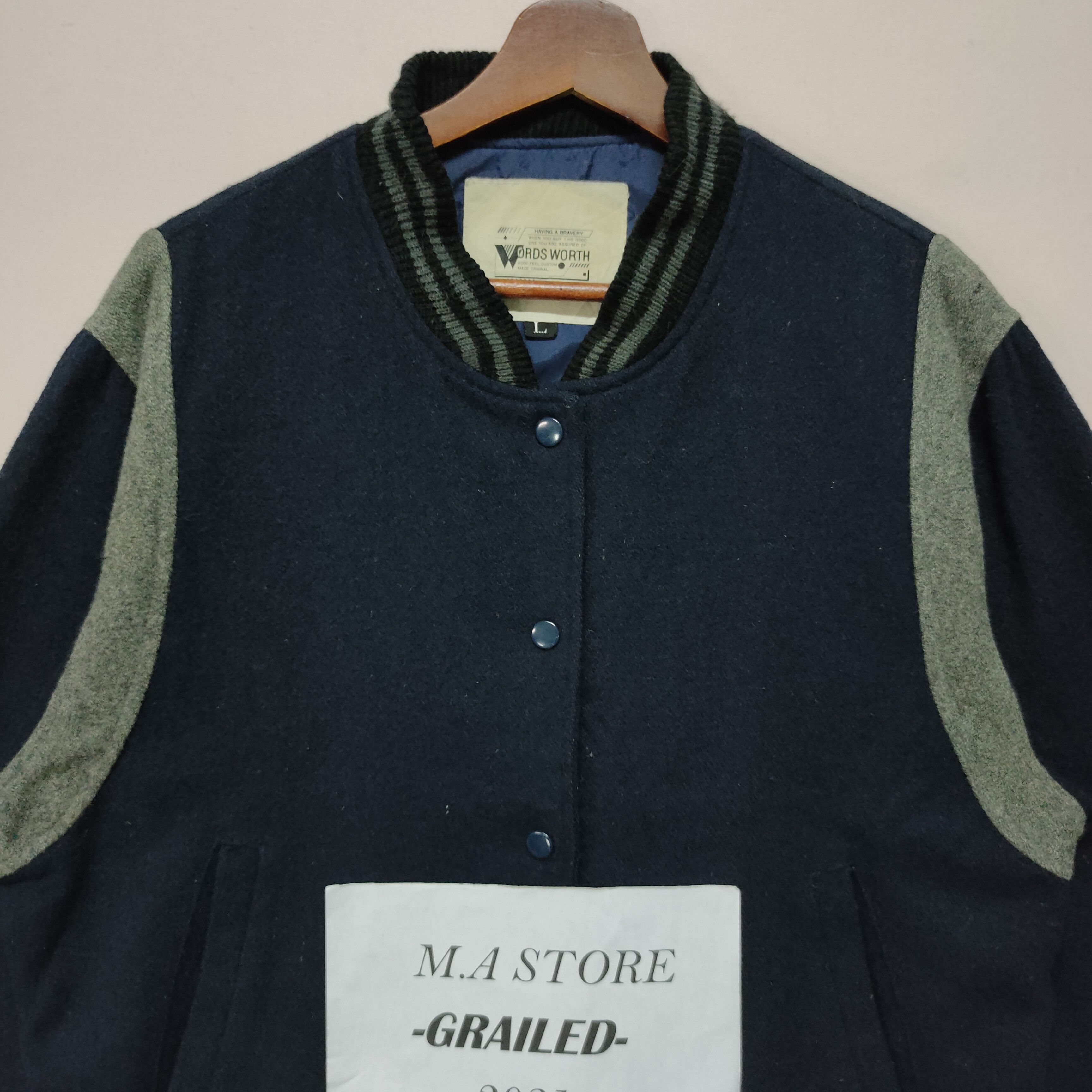 Japanese Brand Vintage Words Worth Varsity Jacket Size US L / EU 52-54 / 3 - 2 Thumbnail