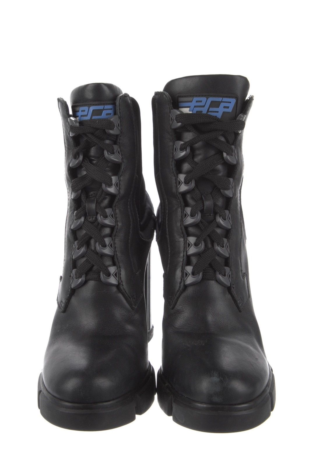 Prada Prada Heeled Lace-Up Biker Monolith Boots Size US 10 / IT 40 - 3 Thumbnail