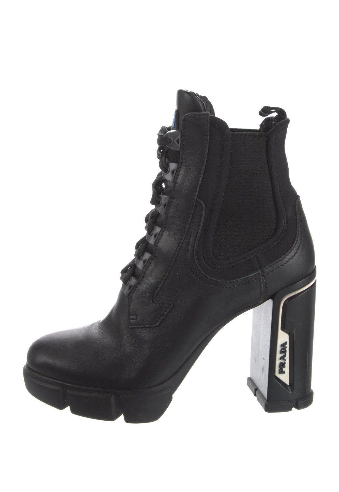 Prada Prada Heeled Lace-Up Biker Monolith Boots Size US 10 / IT 40 - 2 Thumbnail