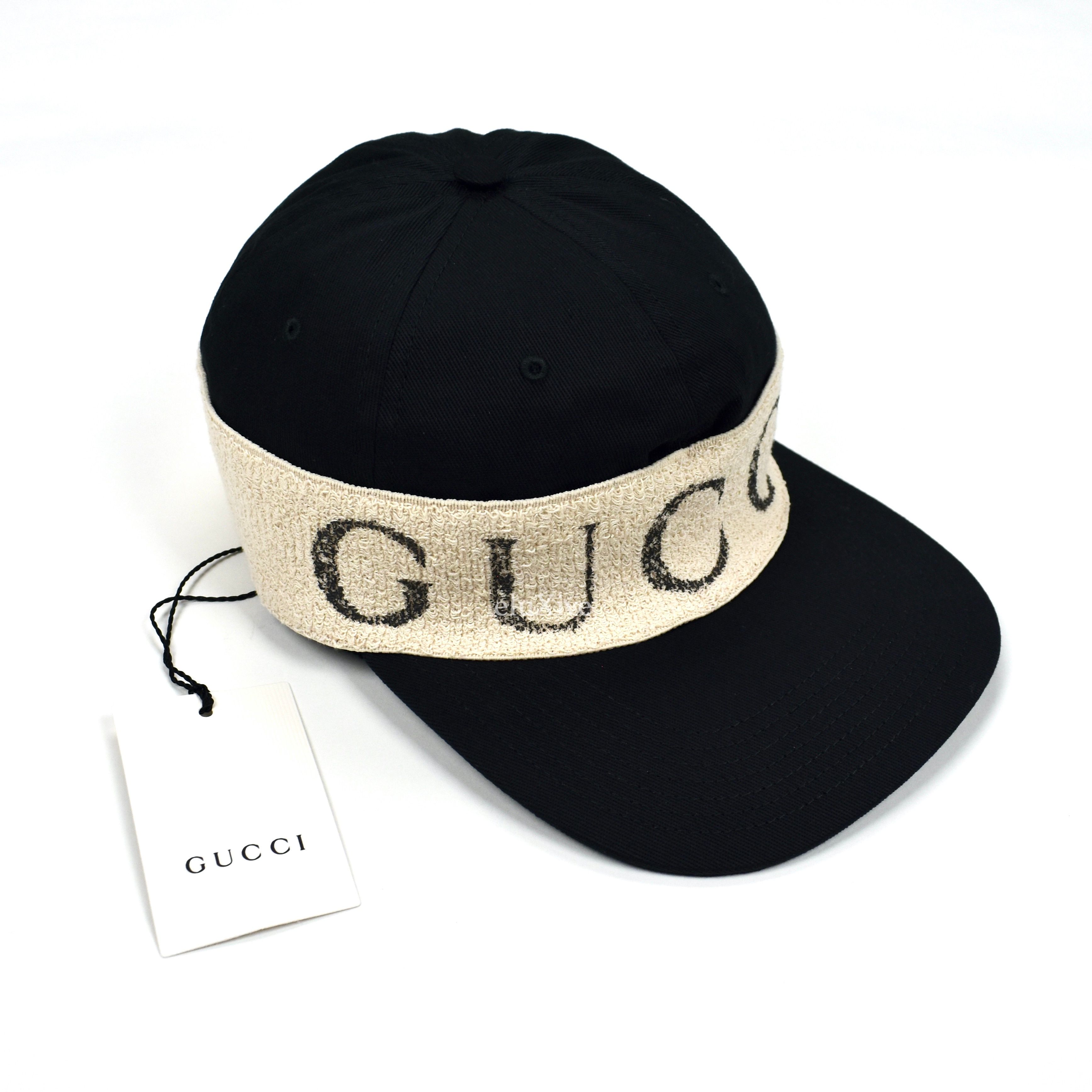 Pre-owned Gucci Black Vintage Logo Headband Hat Nwt