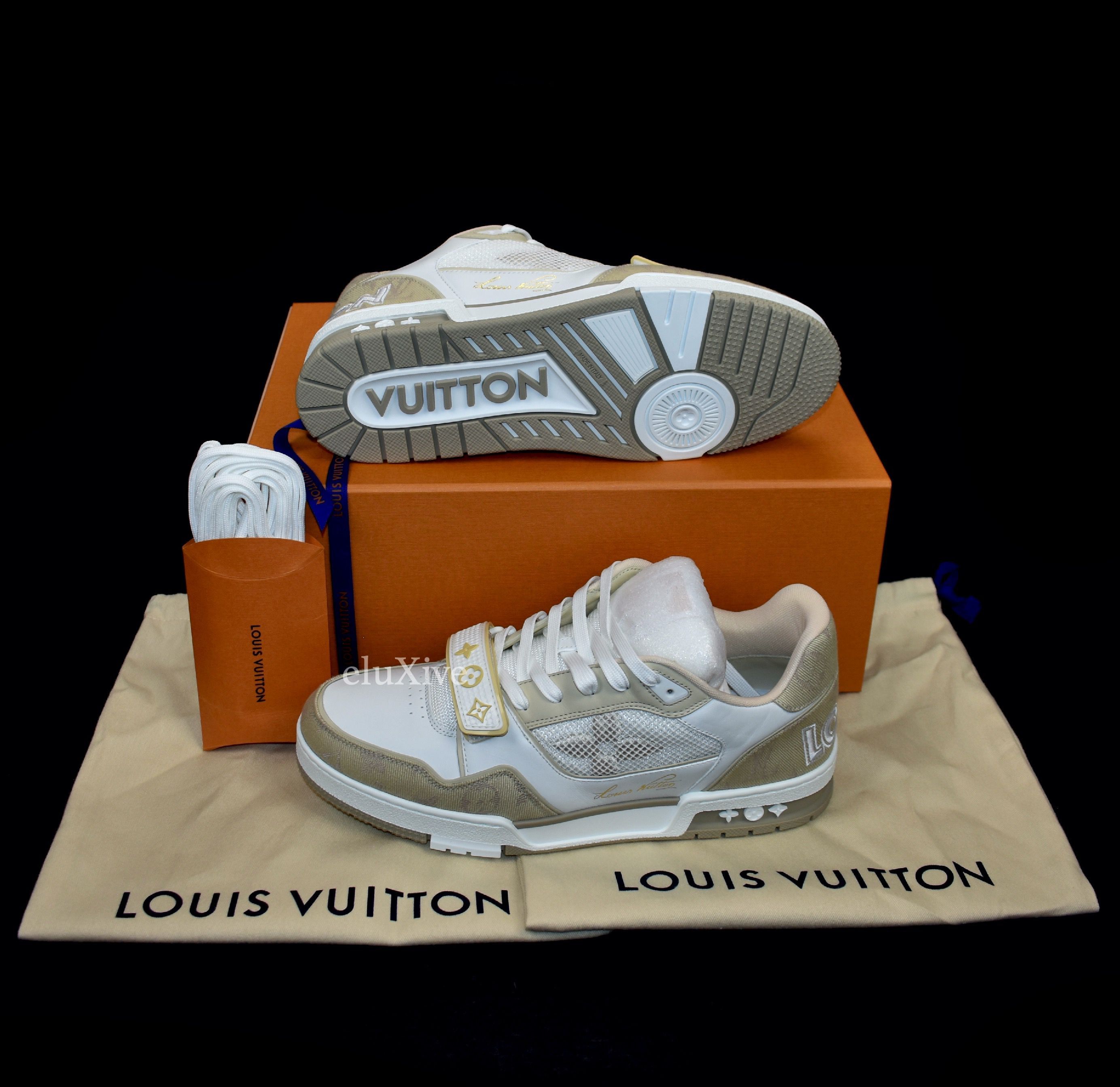 Louis Vuitton LV x Virgil Abloh Trainer beige RARE Mens Size LV 10 Strap