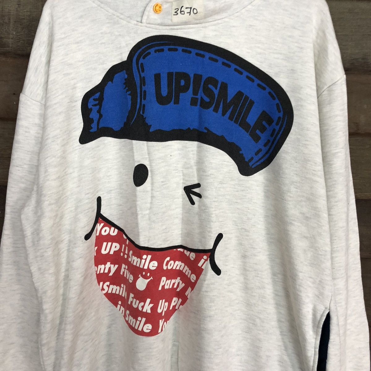 Japanese Brand Up Smile japan big logo White Sweatshirt #3697 Size US XL / EU 56 / 4 - 10 Thumbnail