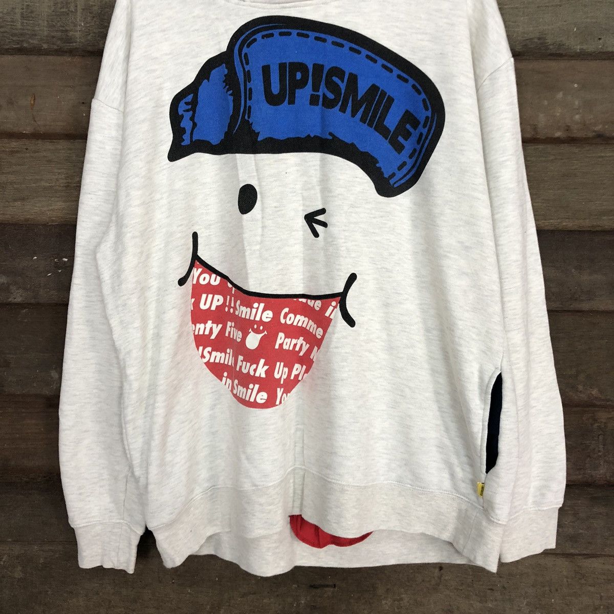Japanese Brand Up Smile japan big logo White Sweatshirt #3697 Size US XL / EU 56 / 4 - 8 Thumbnail