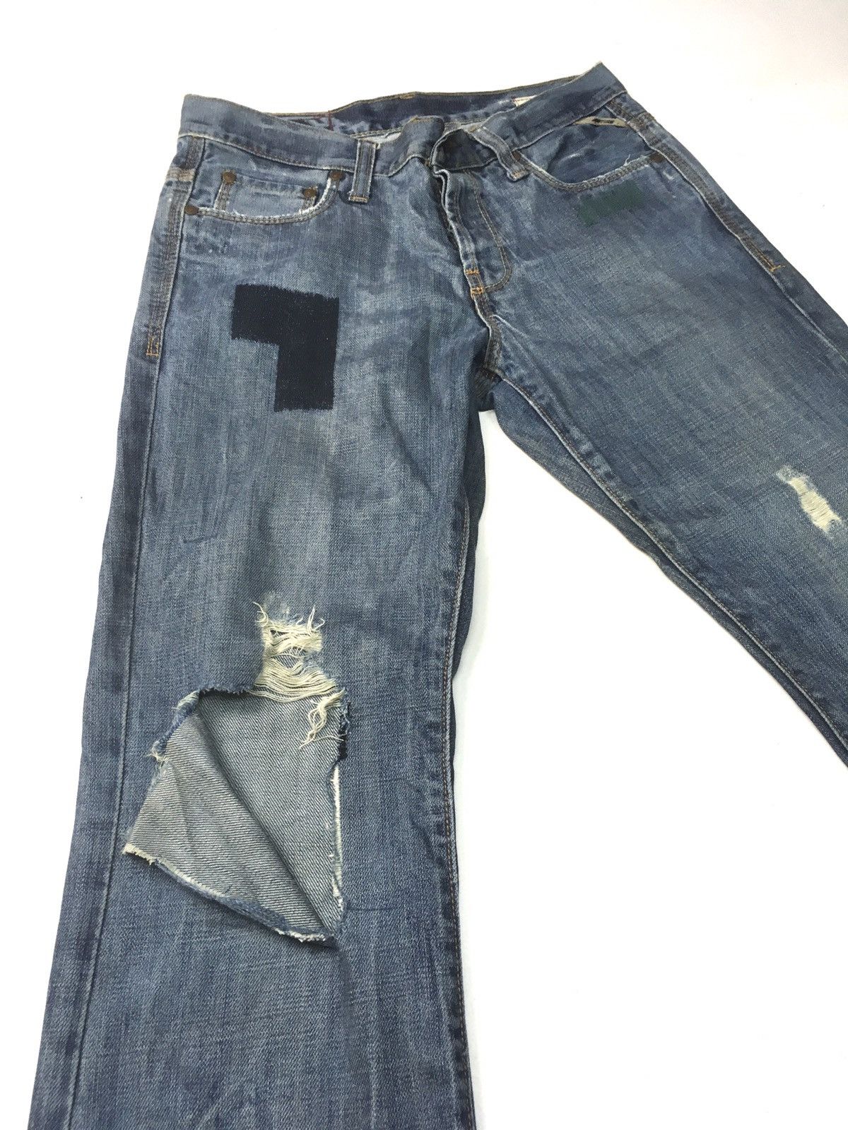 Jack & Jones × Vintage Vintage jack&jones patchwork blue wash distressed denim Size US 29 - 12 Thumbnail