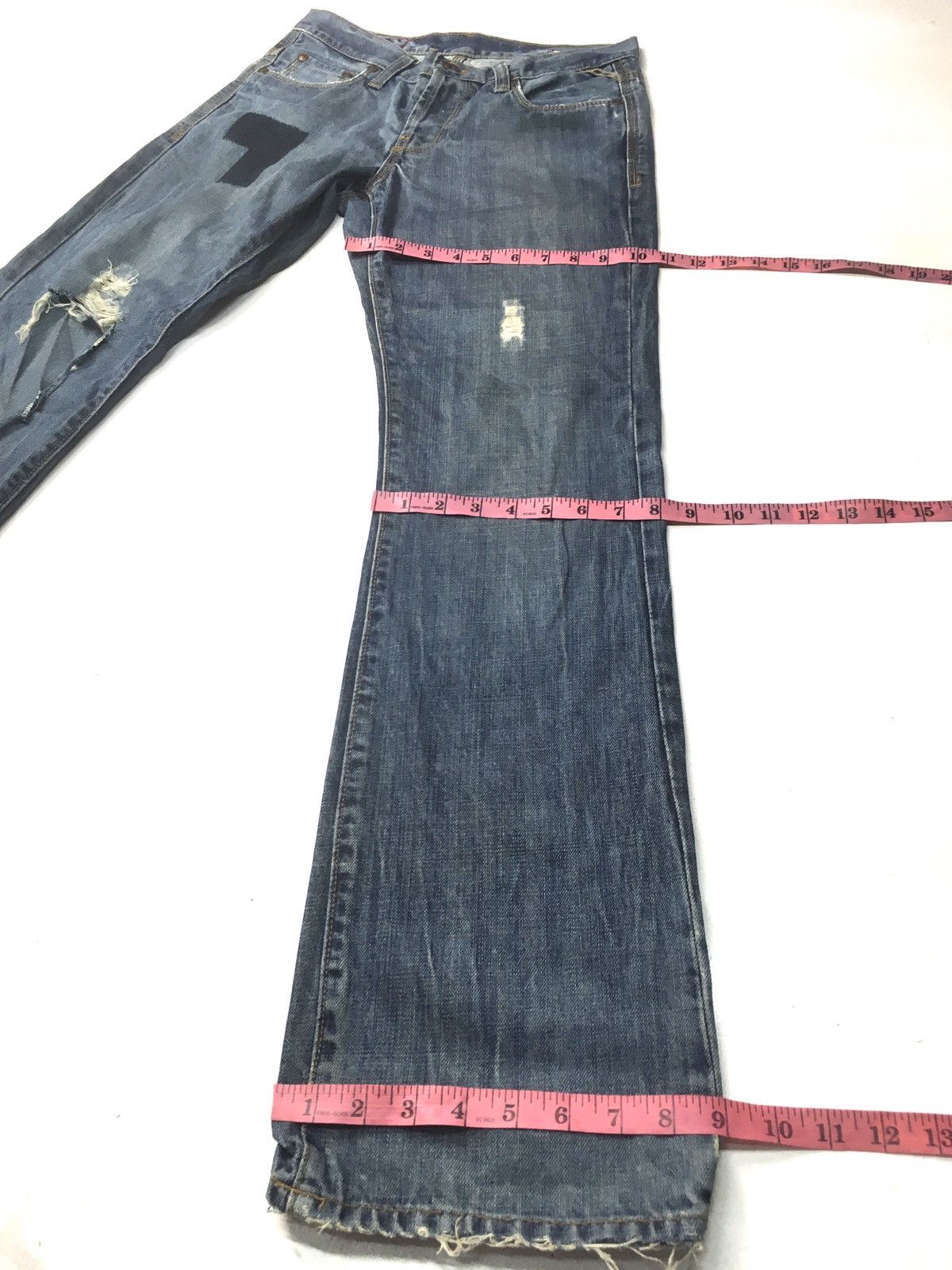 Jack & Jones × Vintage Vintage jack&jones patchwork blue wash distressed denim Size US 29 - 4 Thumbnail