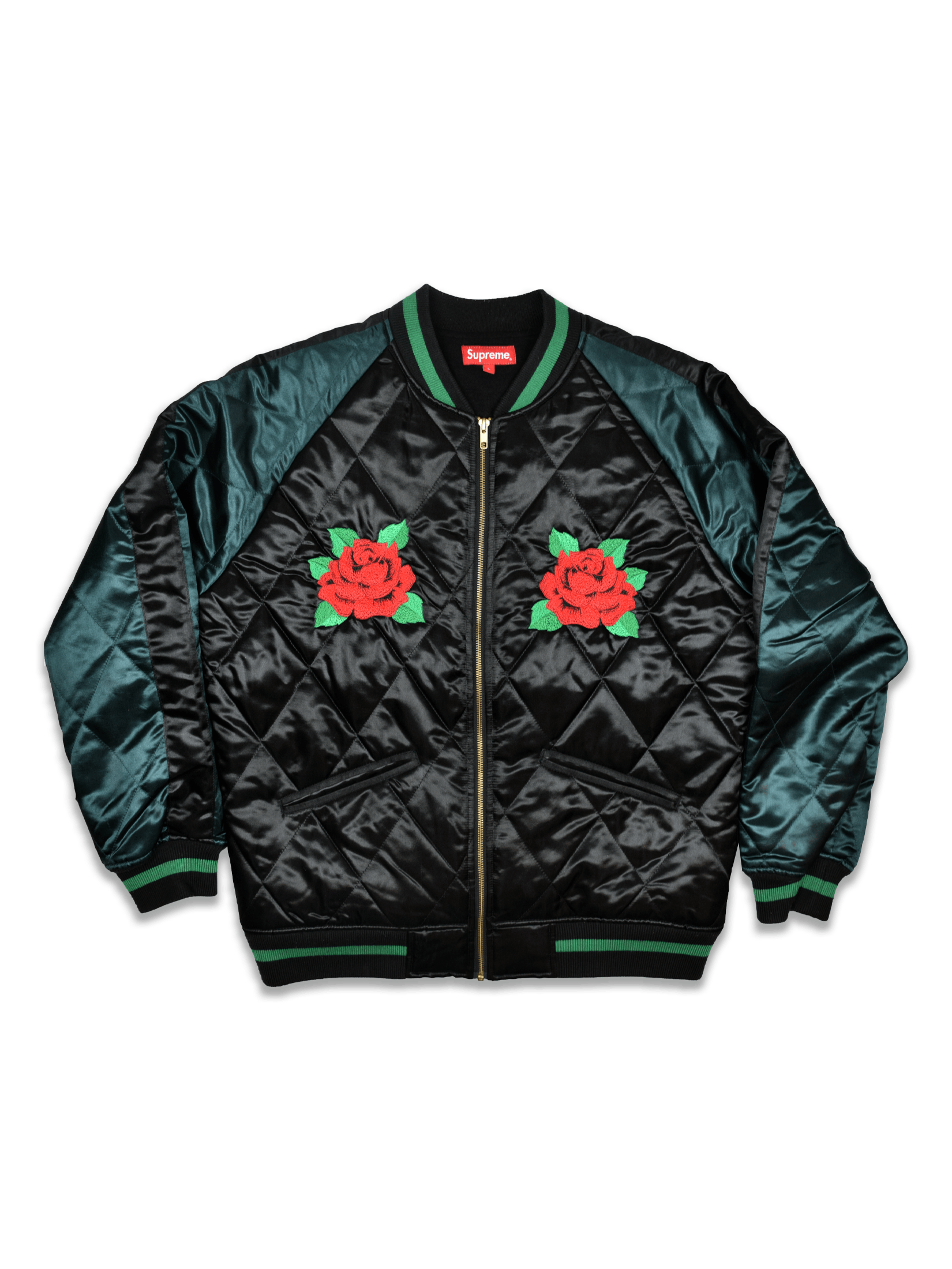 Supreme Supreme Quilted Satin Rose Bomber Work Jacket | Grailed