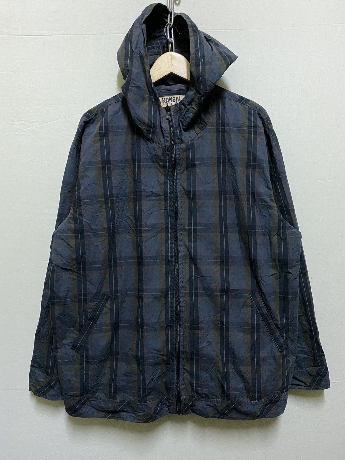 Japanese Brand × Kansai Yamamoto Kansai Jeans Light Jacket Zipper Hoodie Checkered Size US XXL / EU 58 / 5 - 1 Thumbnail