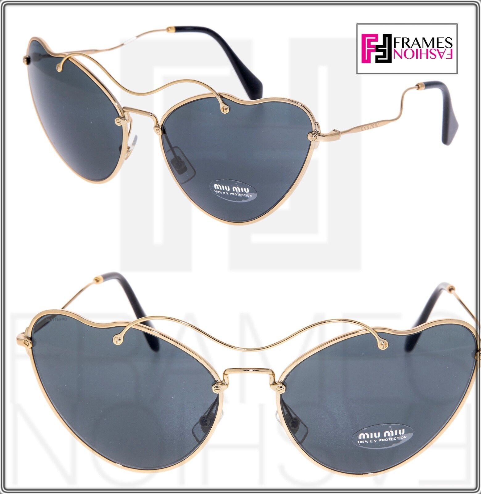 MIU MIU SCENIQUE Cat Eye 55R Black Metal Sunglasses MU55RS