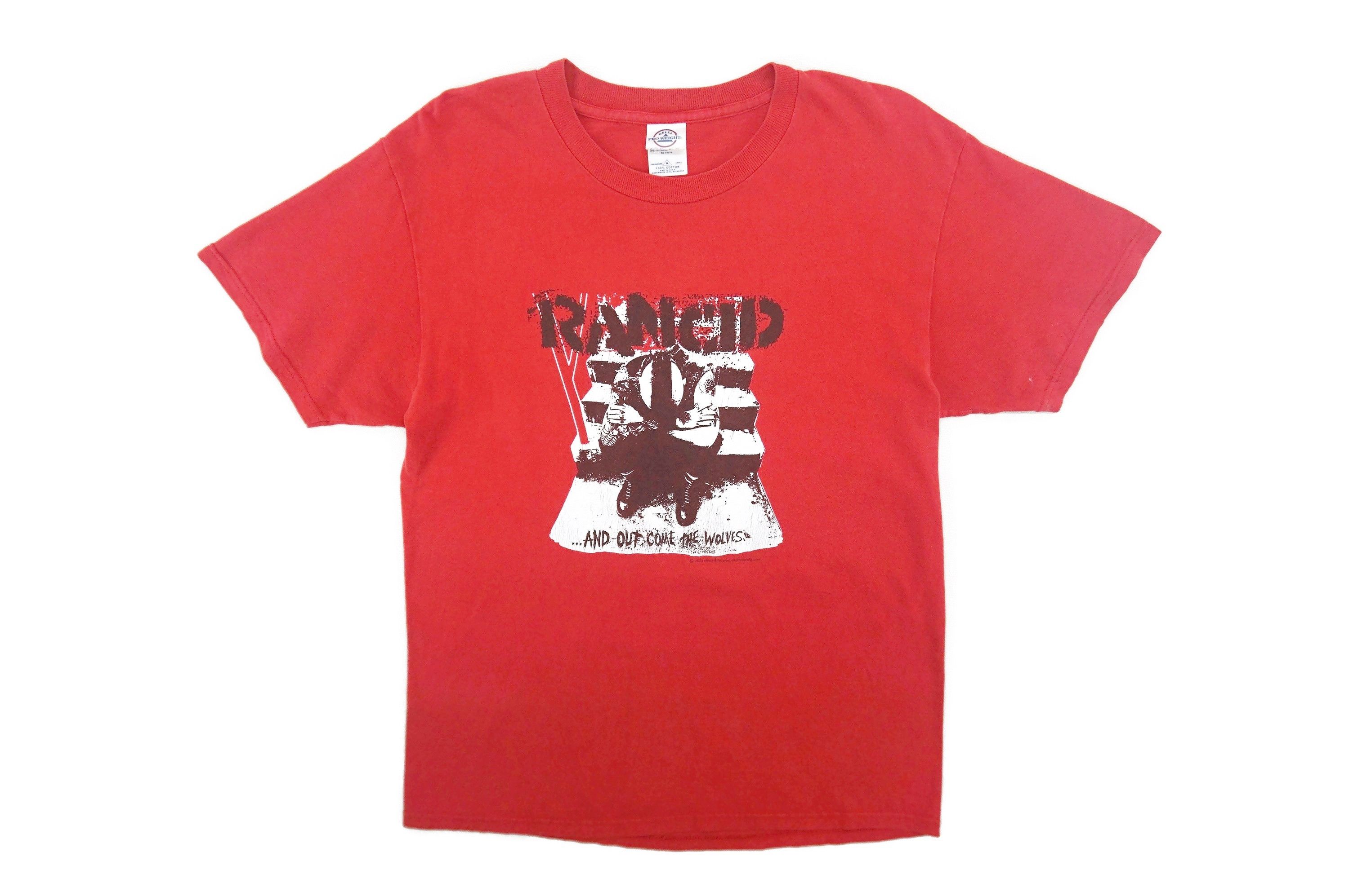 image of Band Tees x Rockers Rancid And Out Come The Wolves American Punk Rock Delta T in Red (Size Medium)