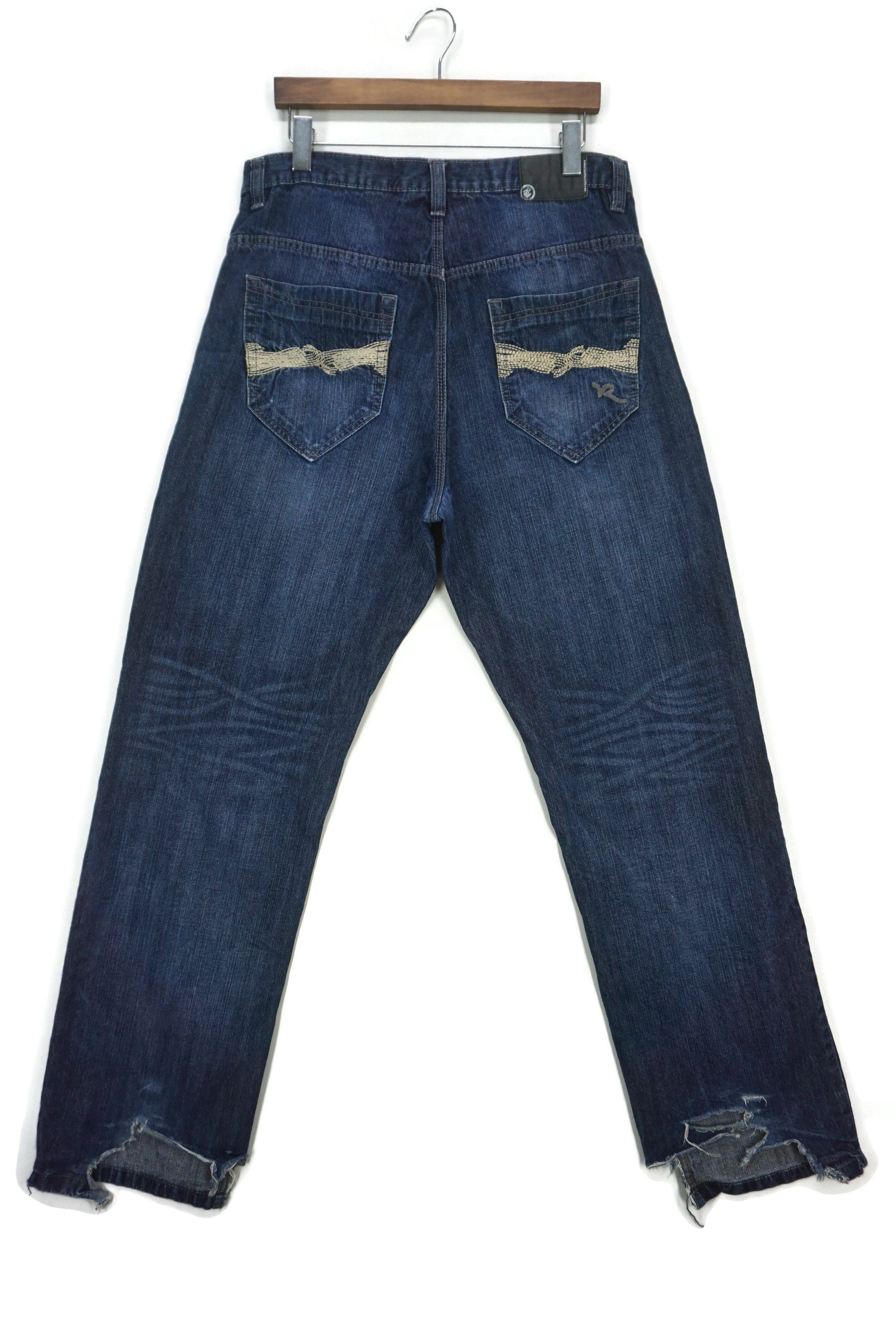 image of Jay Z x Rocawear Baggy Jeans Hip Hop Skate Relaxed Loose Embellished in Blue, Men's (Size 34)