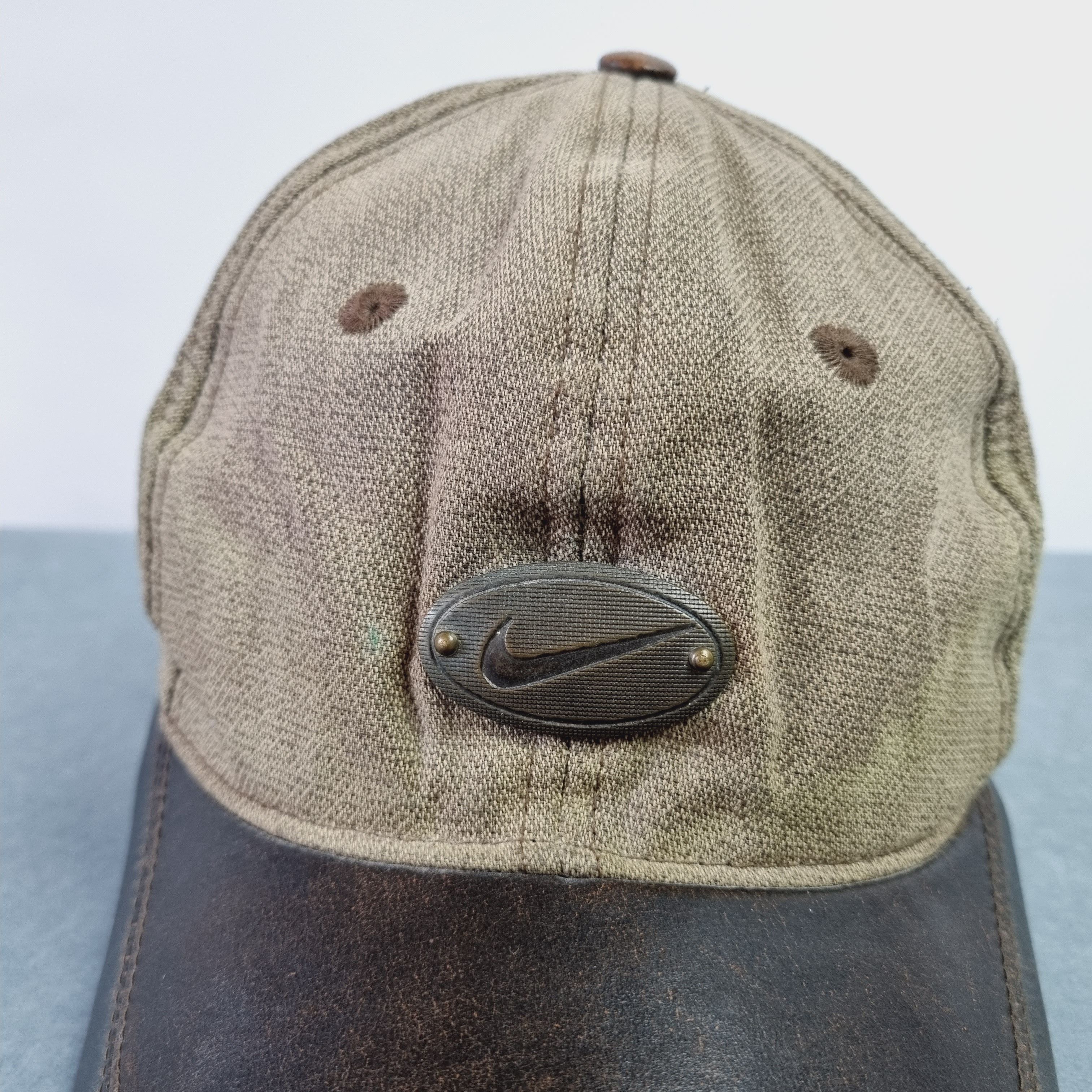 Nike × Vintage 90s NIKE Golf Leather/Cotton Cap with metallic Swoosh Size ONE SIZE - 6 Thumbnail
