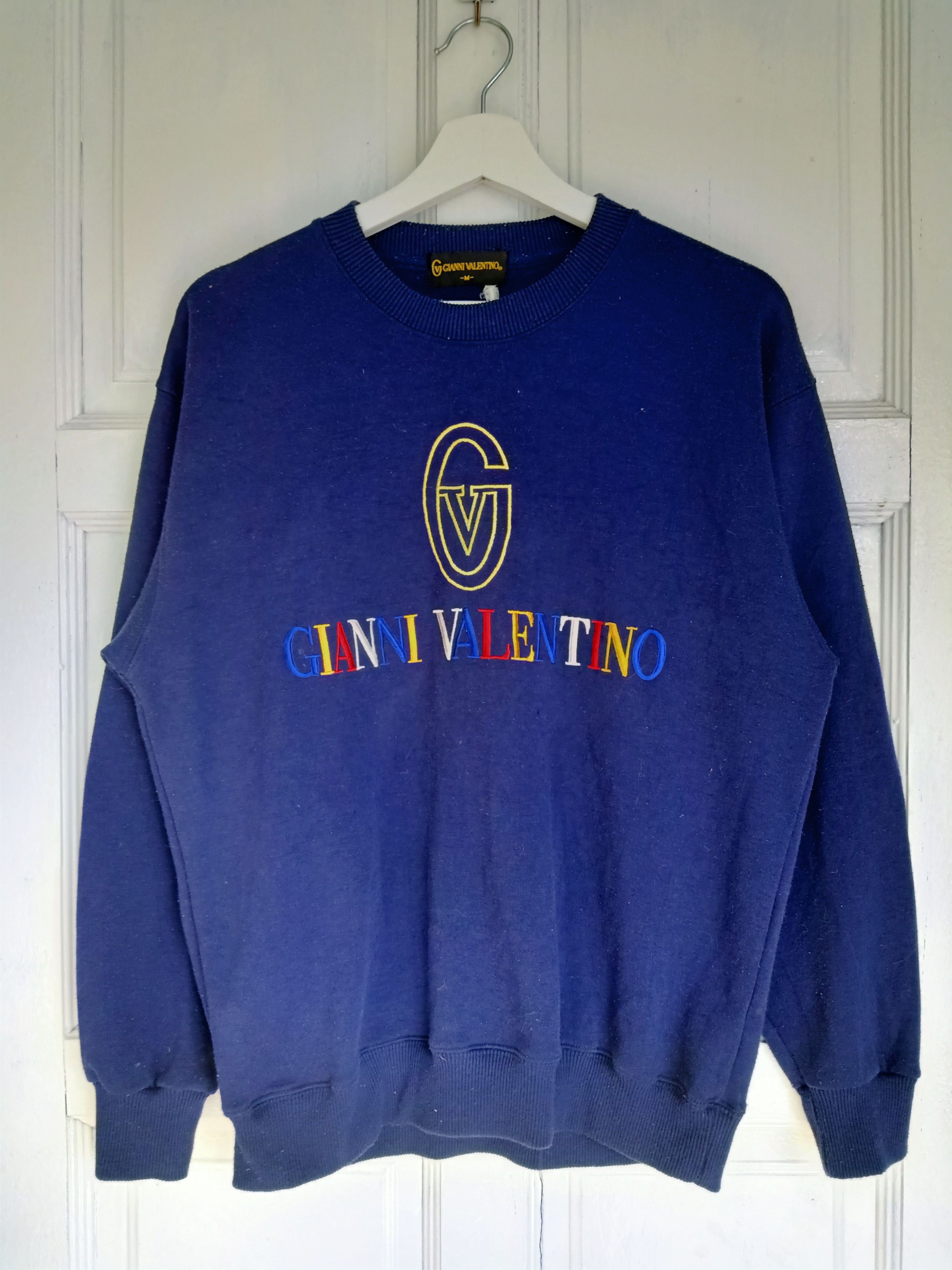 image of Gianni Valentino Spell Out Sweatshirt in Blue, Men's (Size Medium)
