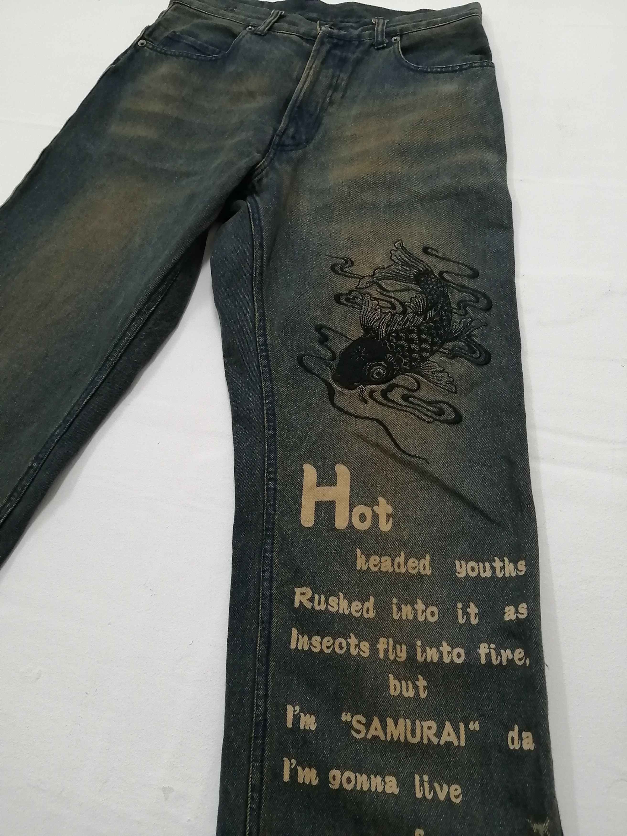 PPFM PPFM Japan Sukajan Samurai Style Jeans Size US 31 - 11 Thumbnail