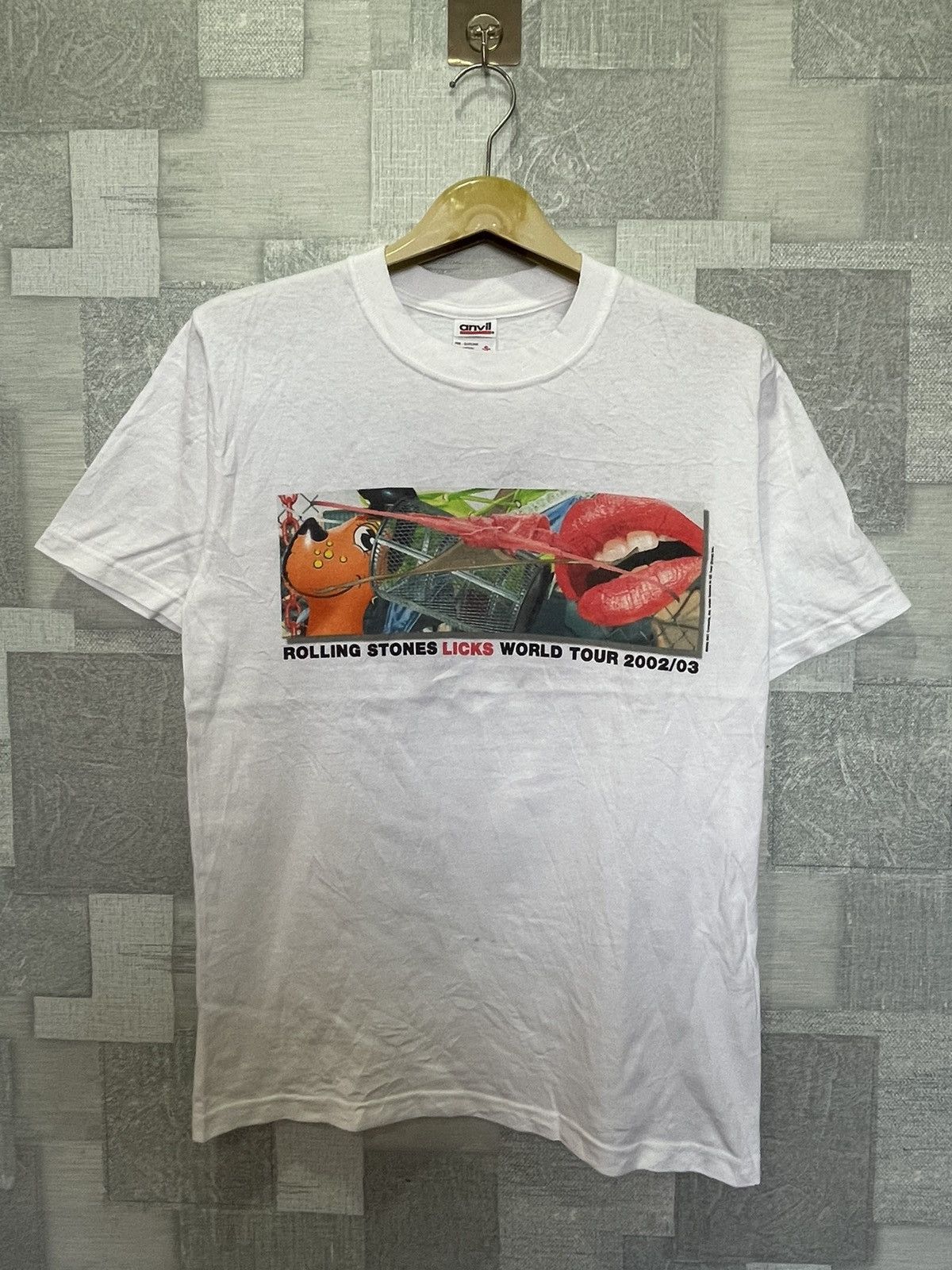 image of The Rolling Stones x Tour Tee Vintage Rolling Stones Licks World Tour in White, Men's (Size Small)