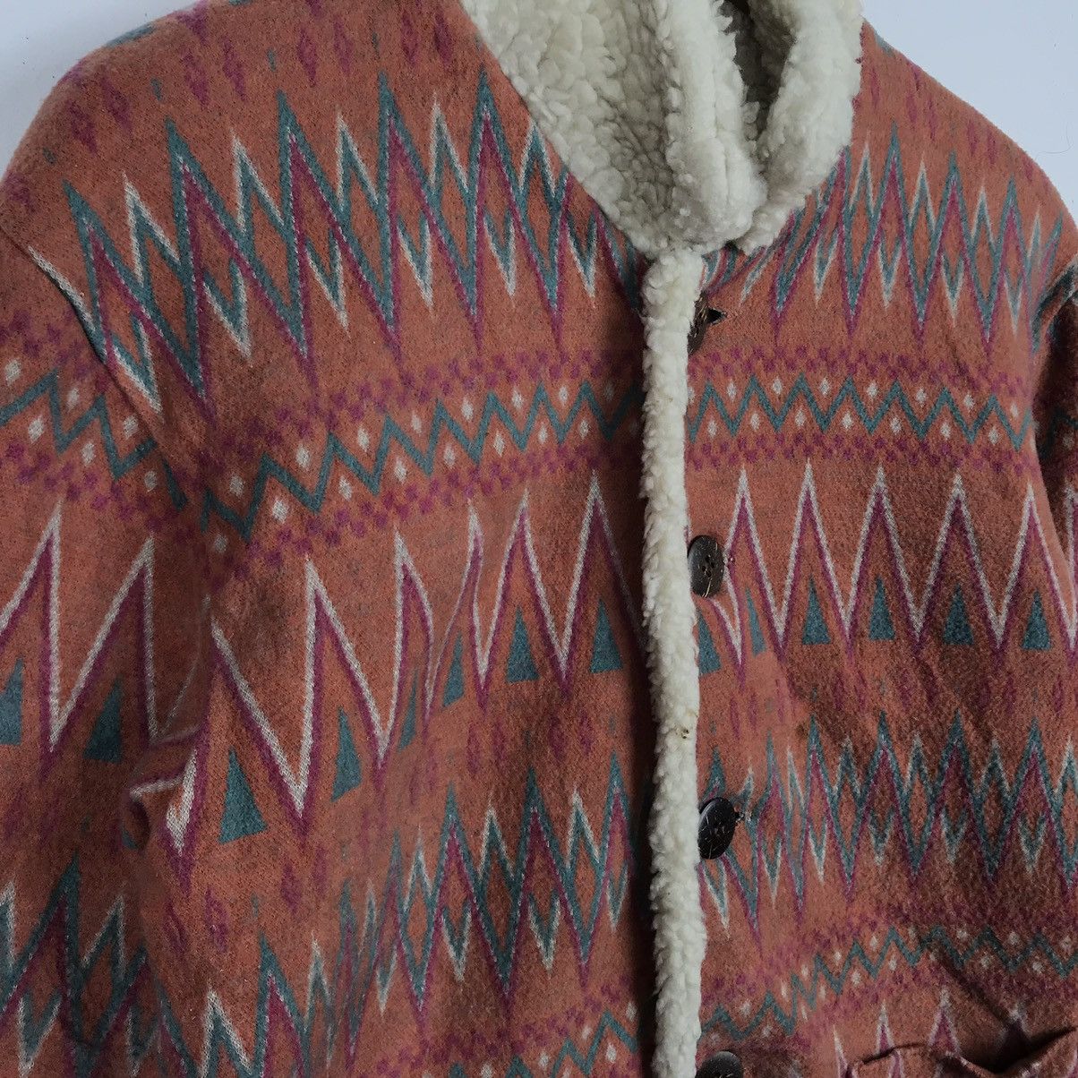 Native × Vintage Vtg NAVAJO Fleece Jacket Sherpa Sheep Lining Art Satis Club Size US S / EU 44-46 / 1 - 2 Thumbnail