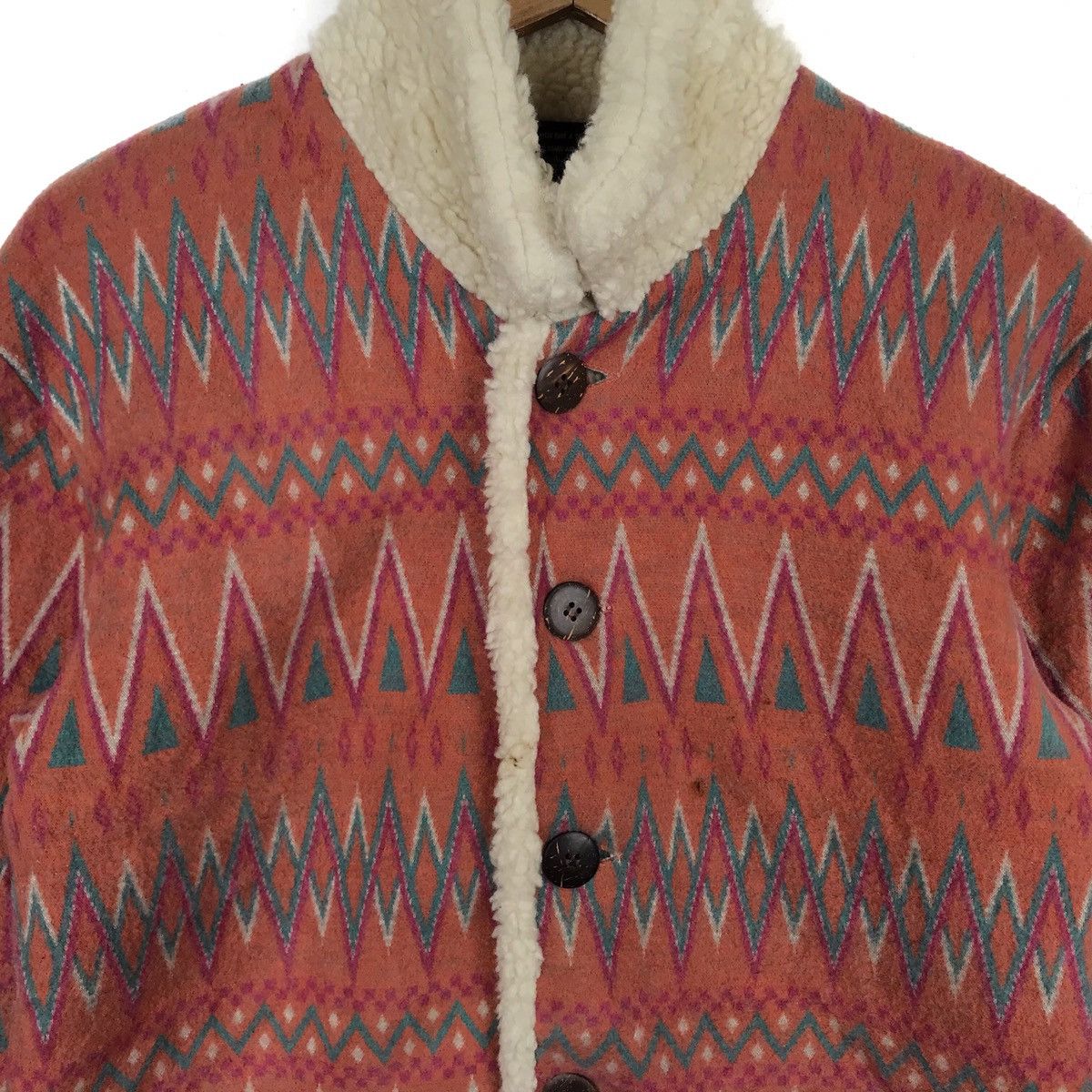 Native × Vintage Vtg NAVAJO Fleece Jacket Sherpa Sheep Lining Art Satis Club Size US S / EU 44-46 / 1 - 4 Thumbnail