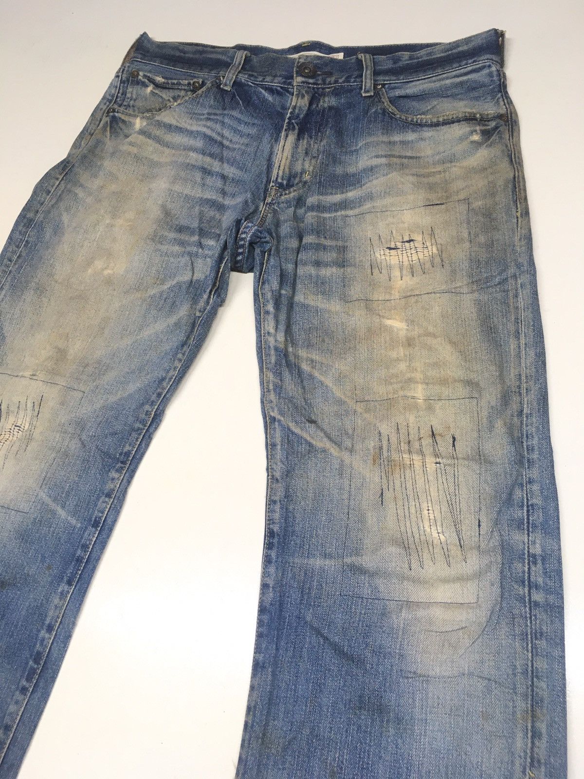 Japanese Brand × Vintage vintage rusty Back number blue wash distressed denim Size US 34 / EU 50 - 7 Thumbnail