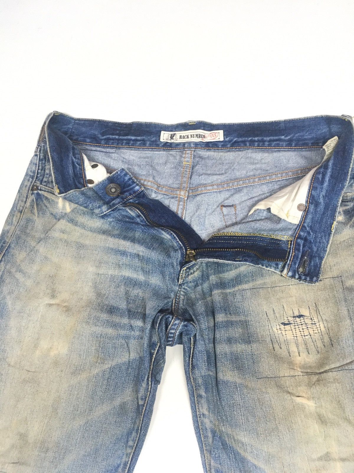 Japanese Brand × Vintage vintage rusty Back number blue wash distressed denim Size US 34 / EU 50 - 5 Thumbnail