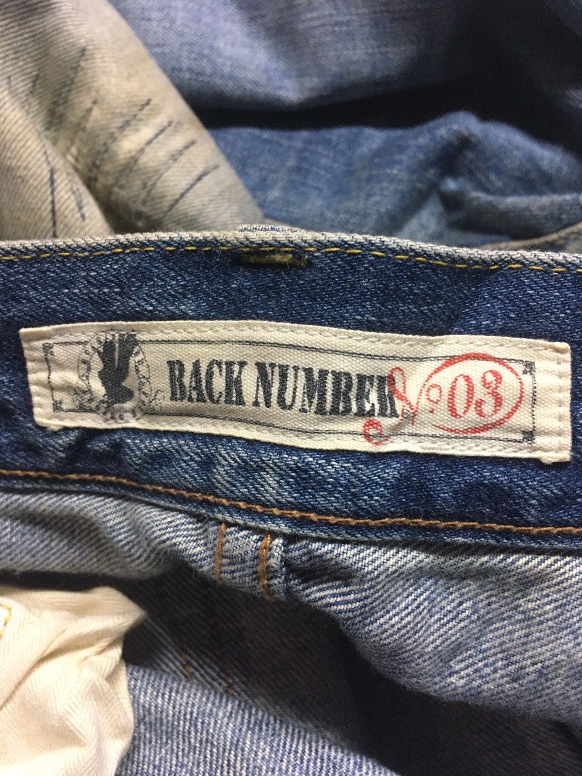 Japanese Brand × Vintage vintage rusty Back number blue wash distressed denim Size US 34 / EU 50 - 10 Thumbnail