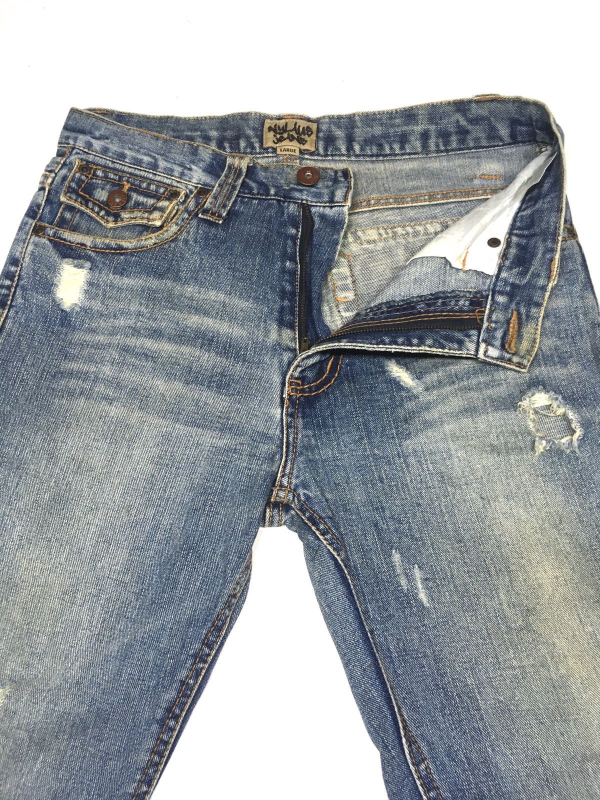 Japanese Brand Vintage nylaus jeans distressed denim japan Size US 31 - 5 Thumbnail