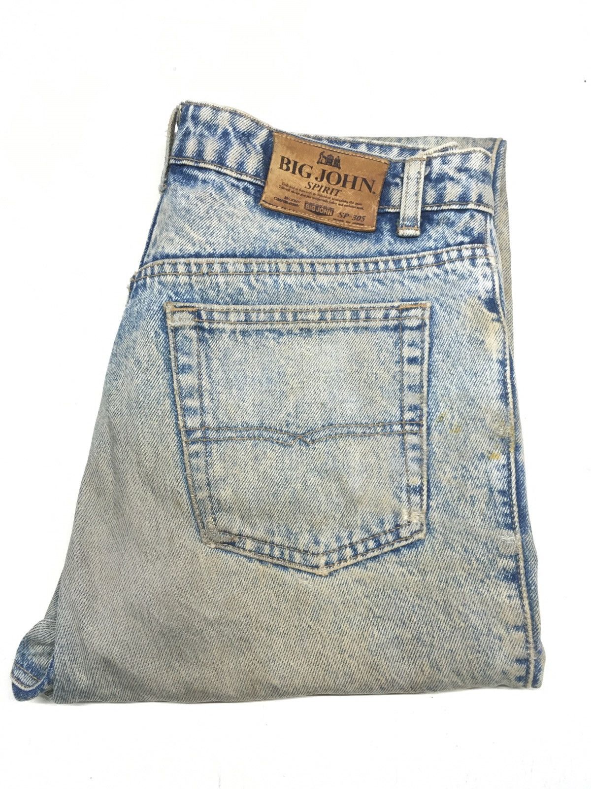 image of Big John Spirit Distressed Denim Japan in Acid Wash, Men's (Size 31)