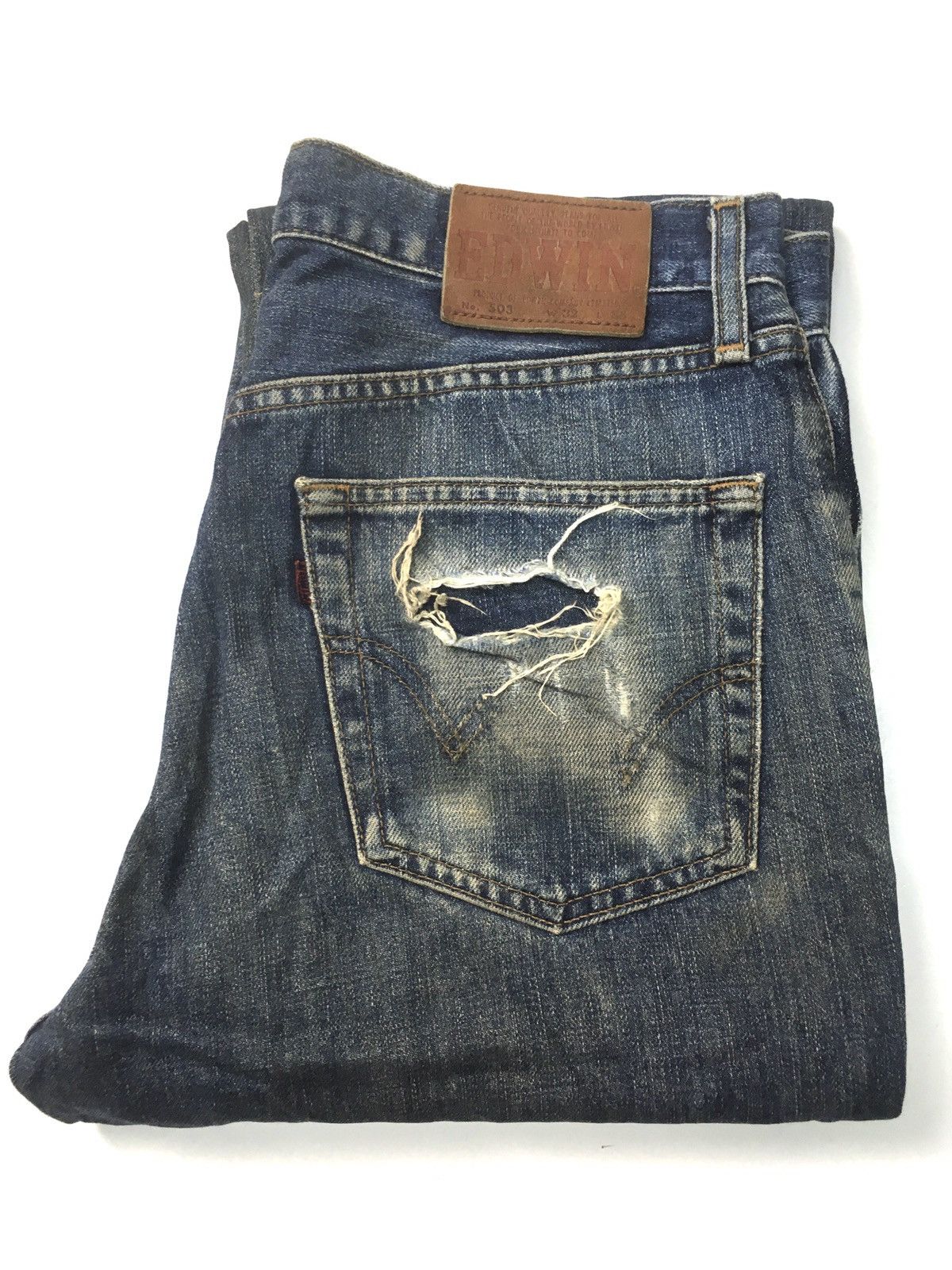 Edwin × Japanese Brand × Vintage Vintage Edwin no 503 distressed jeans japan Size US 31 - 1 Thumbnail
