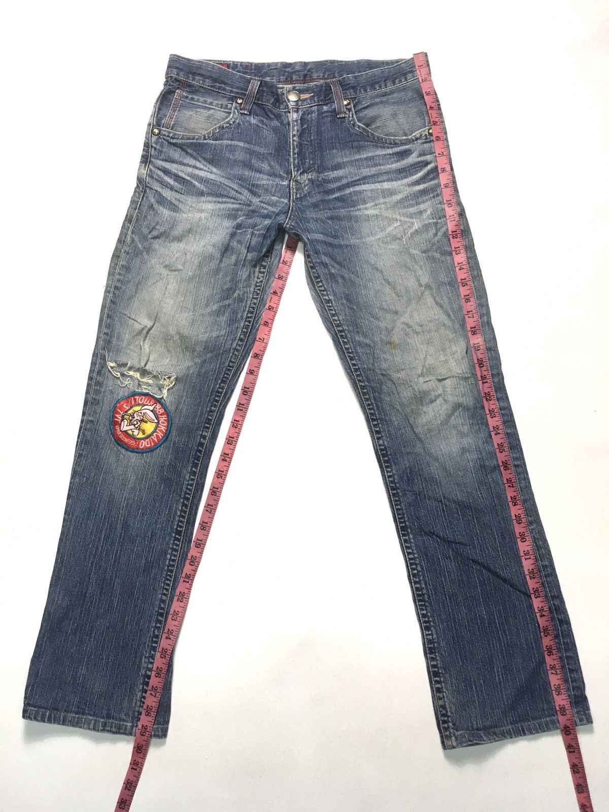 Edwin × Japanese Brand × Vintage Vintage Edwin blue trip distressed denim Size US 33 - 2 Thumbnail