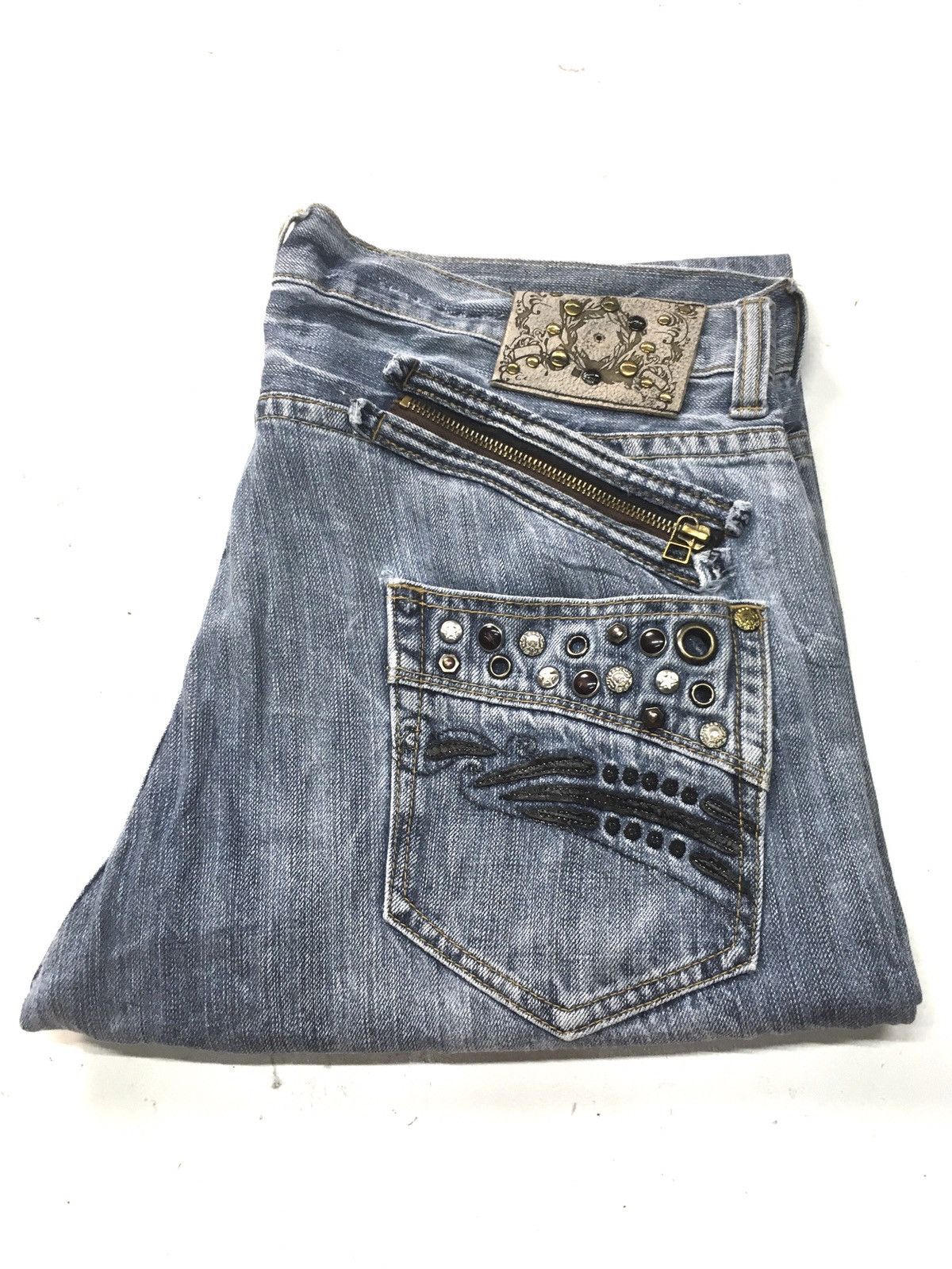 image of Oririn Distressed Denim Japan in Blueblack, Men's (Size 37)