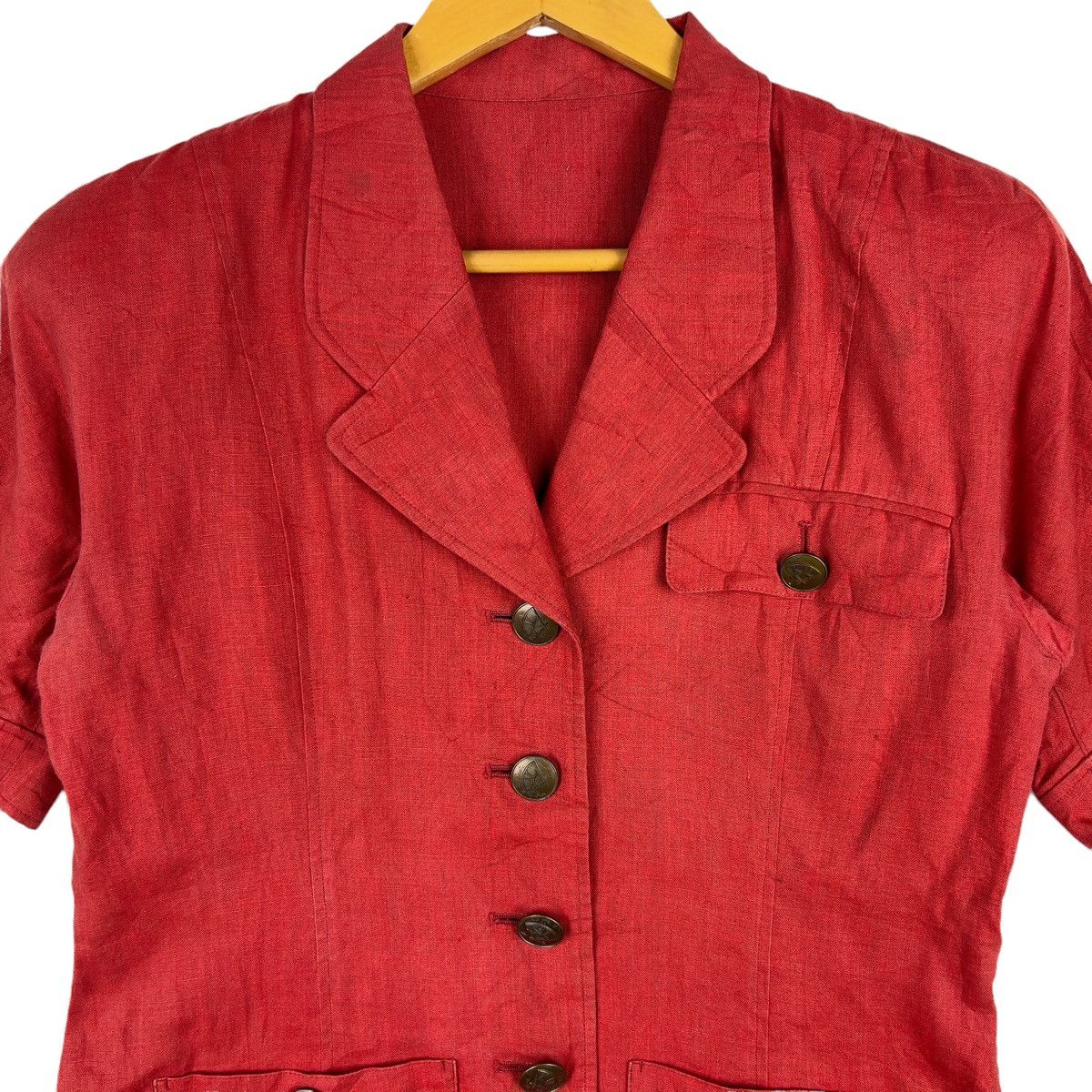 Karl Lagerfeld × Vintage Vintage KARL LAGERFELD Blazer Short Sleeve Red Colour Size M / US 6-8 / IT 42-44 - 2 Thumbnail