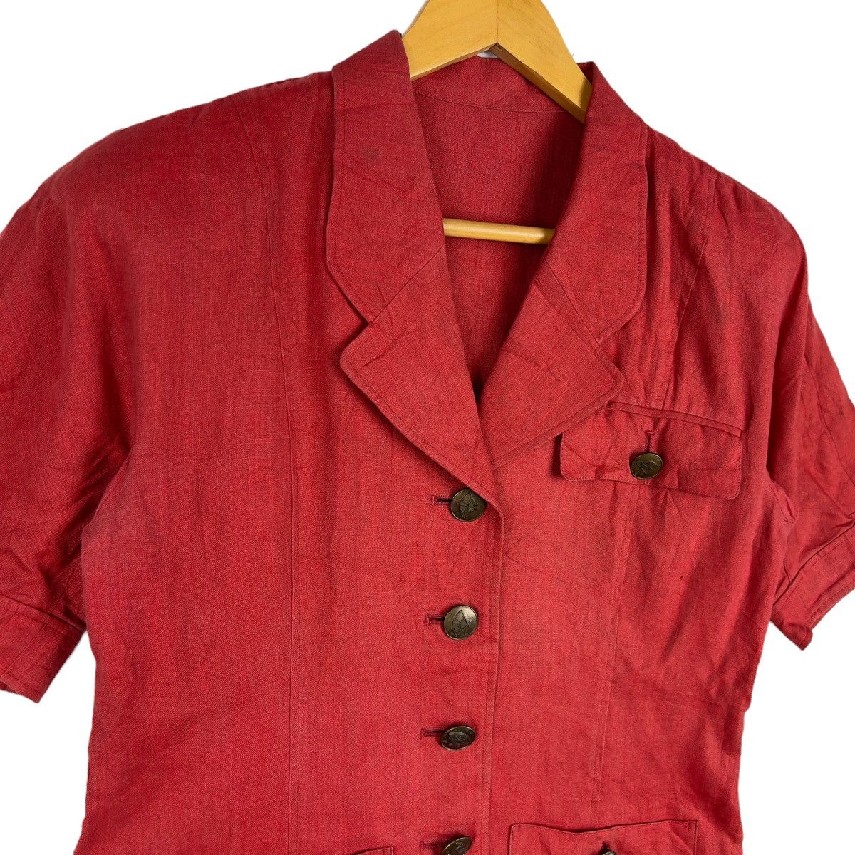 Karl Lagerfeld × Vintage Vintage KARL LAGERFELD Blazer Short Sleeve Red Colour Size M / US 6-8 / IT 42-44 - 3 Thumbnail