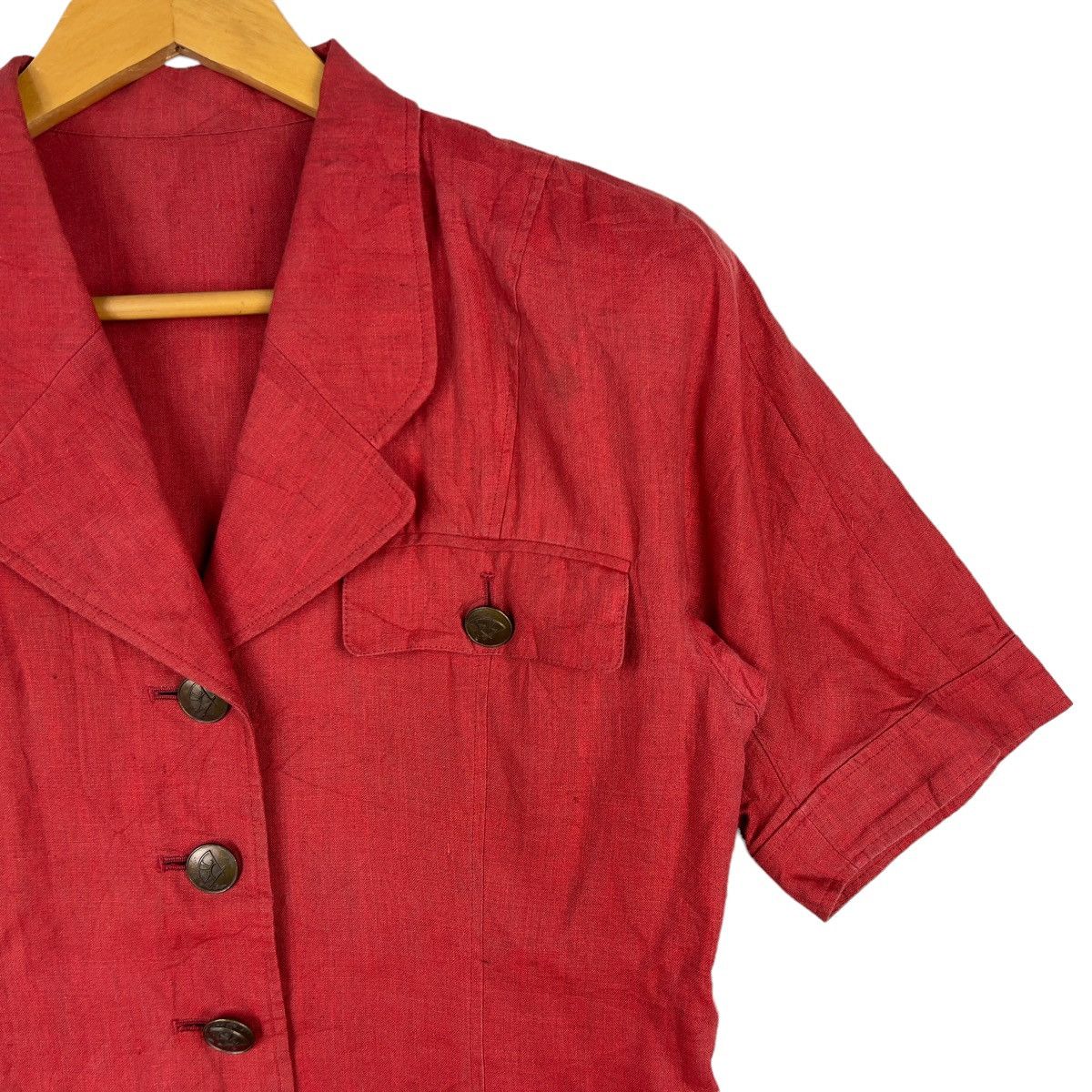 Karl Lagerfeld × Vintage Vintage KARL LAGERFELD Blazer Short Sleeve Red Colour Size M / US 6-8 / IT 42-44 - 4 Thumbnail