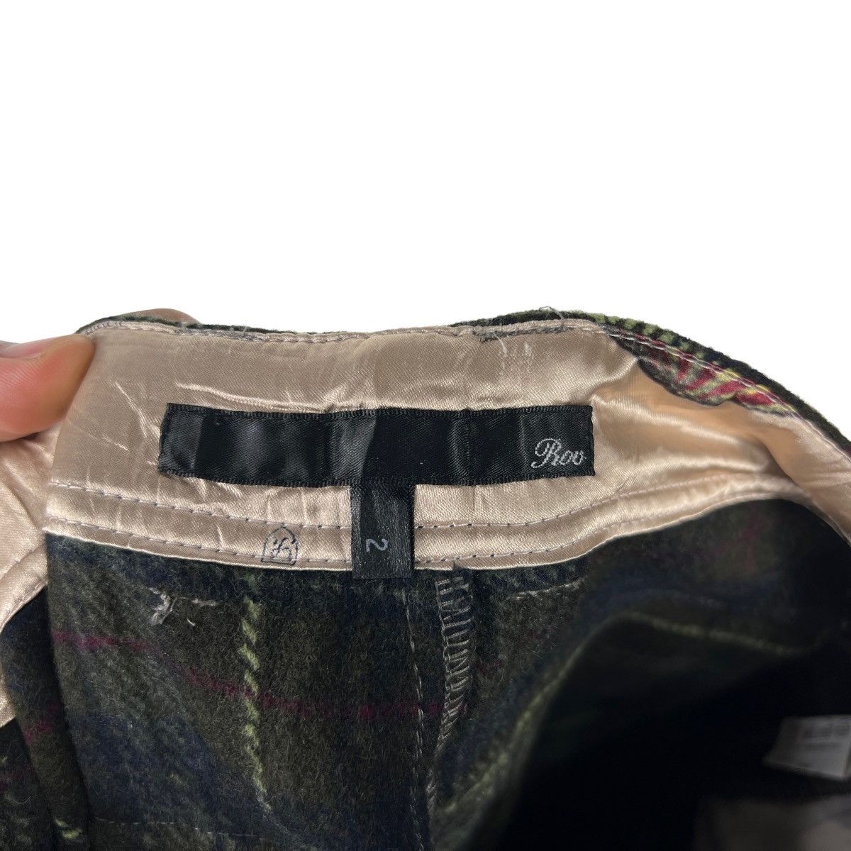 Japanese Brand RÖVTSKI Cargo Pants Wool Checkered Drop Crotch Unstructured Size US 31 - 10 Thumbnail