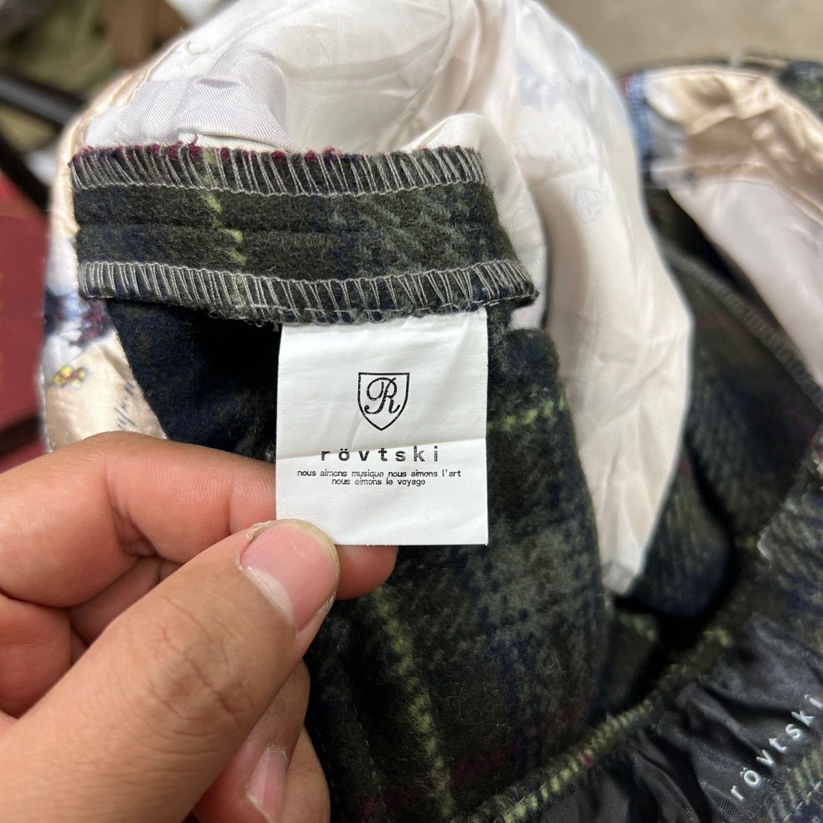 Japanese Brand RÖVTSKI Cargo Pants Wool Checkered Drop Crotch Unstructured Size US 31 - 11 Thumbnail