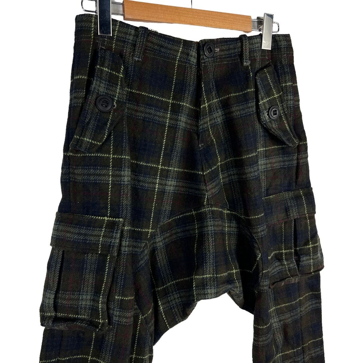 Japanese Brand RÖVTSKI Cargo Pants Wool Checkered Drop Crotch Unstructured Size US 31 - 3 Thumbnail
