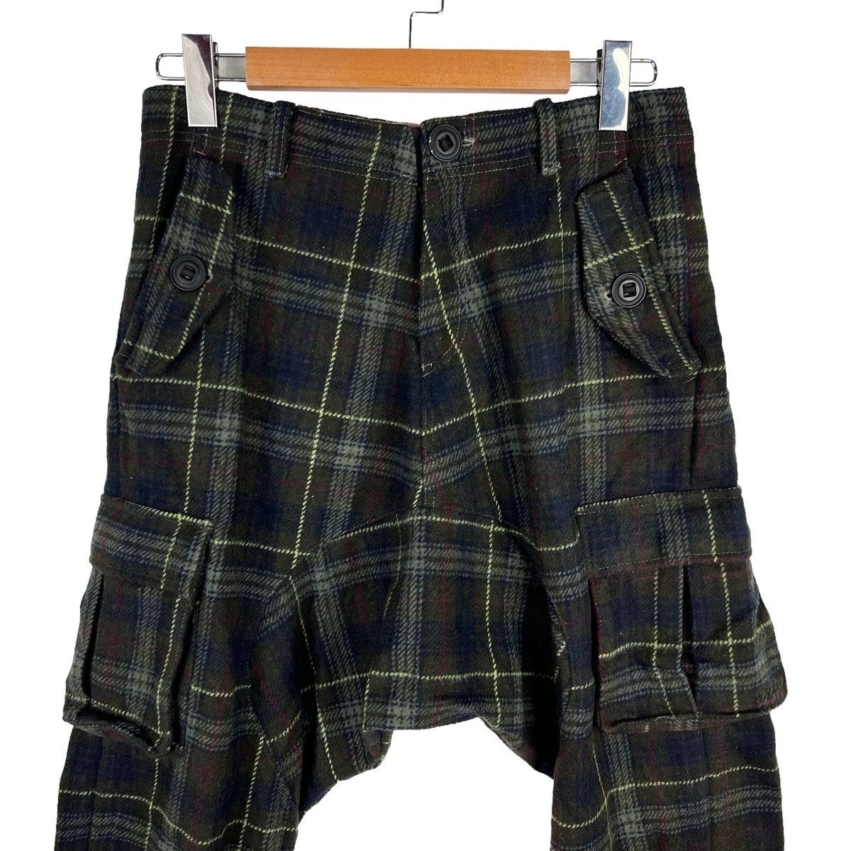 Japanese Brand RÖVTSKI Cargo Pants Wool Checkered Drop Crotch Unstructured Size US 31 - 2 Thumbnail