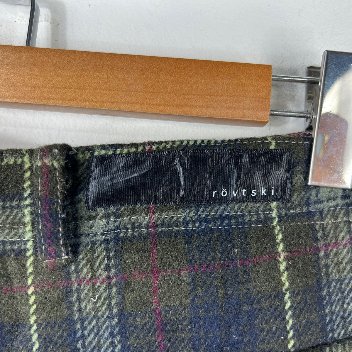Japanese Brand RÖVTSKI Cargo Pants Wool Checkered Drop Crotch Unstructured Size US 31 - 8 Thumbnail