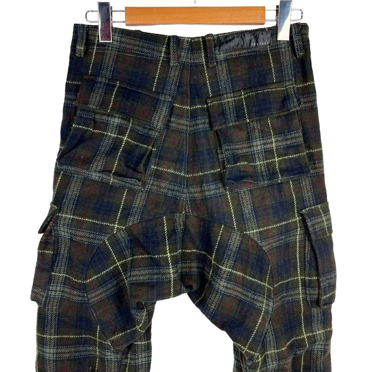 Japanese Brand RÖVTSKI Cargo Pants Wool Checkered Drop Crotch Unstructured Size US 31 - 6 Thumbnail