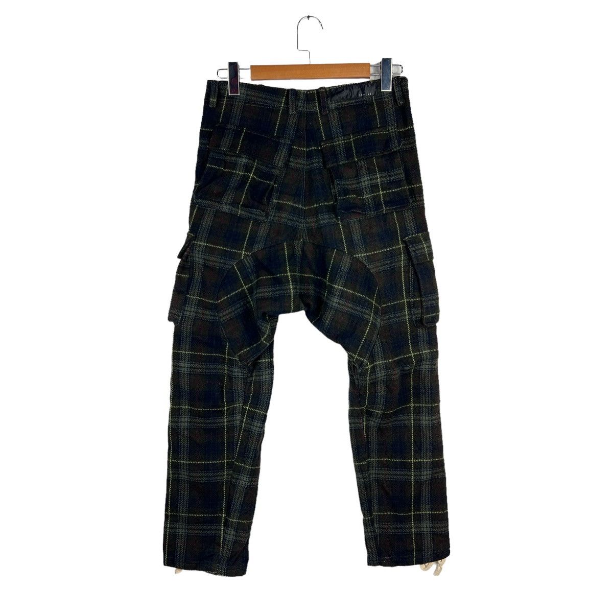 Japanese Brand RÖVTSKI Cargo Pants Wool Checkered Drop Crotch Unstructured Size US 31 - 5 Thumbnail