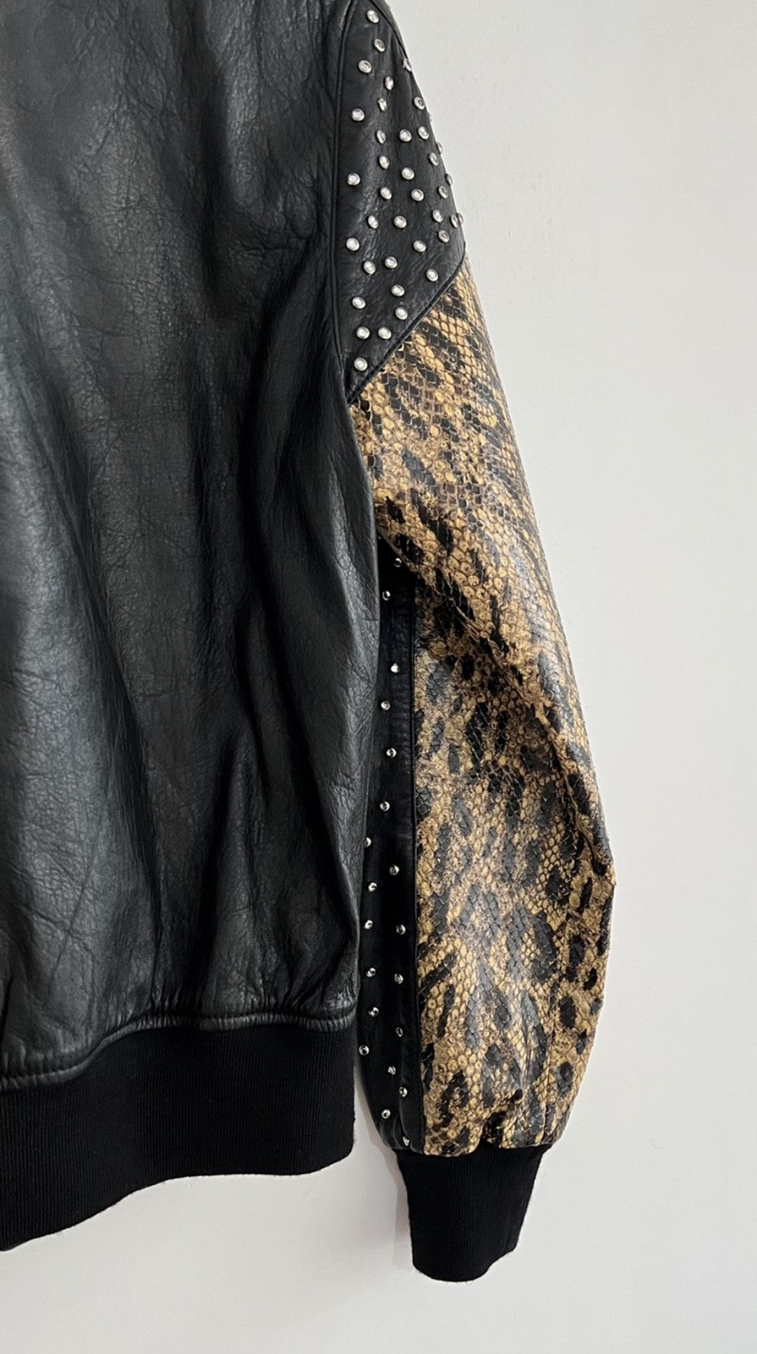 Saint Laurent Paris Saint Laurent Rhinestone patchwork leather jacket Size US S / EU 44-46 / 1 - 4 Thumbnail